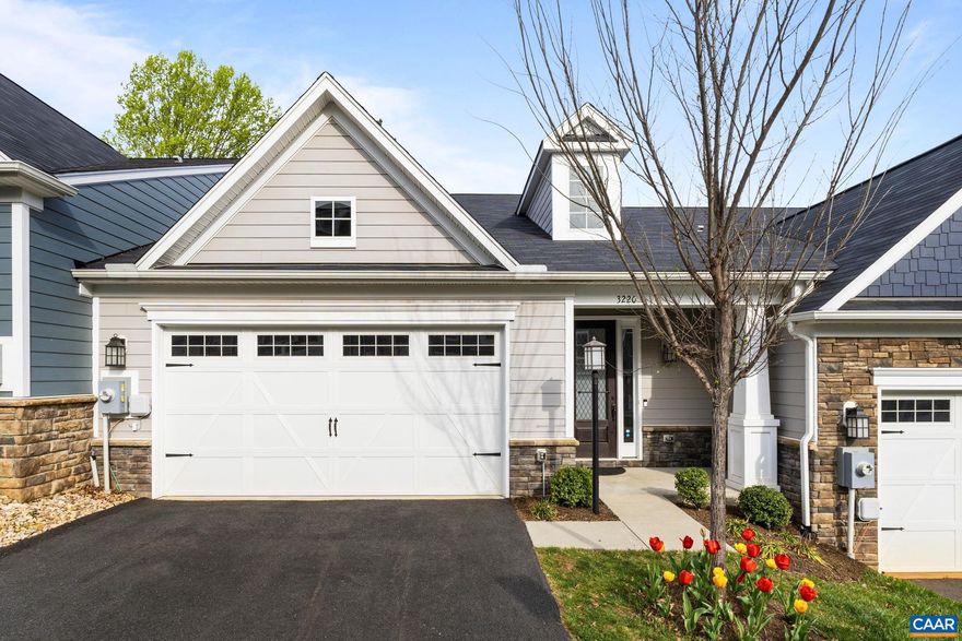 Welcome to this charming 3-bedroom, 2.5-bathroom villa nestled in the Avinity neighborhood, just south of 5th Street Station and Downtown Charlottesville. With modern construction completed in 2020, this villa offers an inviting open floor plan, perfect for both relaxation and entertaining. Enter into a spacious living area that flows into the kitchen and dining space, creating an ideal atmosphere for gatherings. The kitchen features sleek appliances, ample counter space, and a convenient breakfast bar. Also on the main level is the primary bedroom with attached bathroom that includes a tile shower, dual vanities, water closet, and walk-in closet. Upstairs find two additional bedrooms upstairs along with a full bathroom. A laundry room and a 2-car garage provide ample storage space and off-street parking.,Granite Counter,White Cabinets