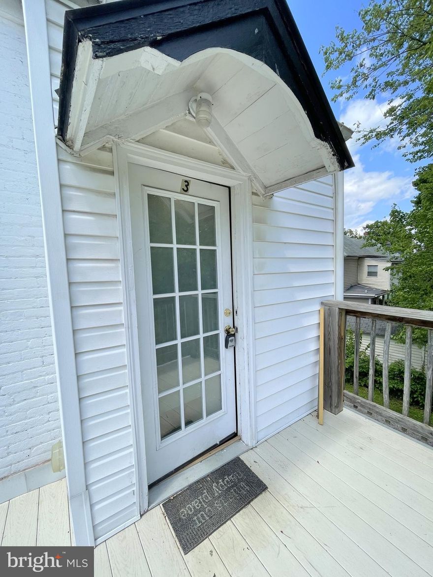 Large light filled 1 bedroom apartment with den in quadruplex located near Hagerstown City Park. Galley style kitchen and small deck. Apartment is on the second floor with outdoor stairs. Coin operated laundry on site (first floor laundry room). Off street parking for 2 cars and rear yard for tenant's use and enjoyment. Rental rate is $995 + $50 utility fee for a total rental rate of $1,045 / month.  Rent includes trash, water and lawn service.  Minimum gross monthly income to apply is $2,985. Minimum credit score of 640 required.  12 month minimum lease required.  Landlord prefers NO pets.  However, with a strong application the landlord will allow a maximum of 2 pets. Breed and weight restrictions apply.  Monthly pet rent of $25 per pet required. Proof of renter's insurance required before move in. Available for immediate occupancy after application processing. Property will be professionally managed by Bowen Property Management.  Please contact listing agent, Christine Hersey with RE/MAX Results for more information or with any questions.