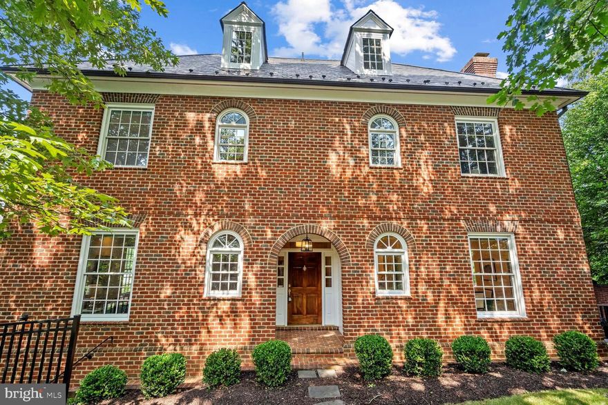 Spectacular all brick Grand end-townhome residence in close in McLean.  Move in ready!  Great location;  0.5 walk to town-0.9 to Churchill Elementary-2.7 miles to McLean Metro, (steps to bus line that goes to the metro). Popular Kings Manor treed neighborhood, with playgrounds, sidewalks, and quality  of life,  private, treed views with a fenced back patio.  2 CAR GARAGE.  Renovations include but not limited to; Primary bathroom ; Travertine flooring, walls and shower with programable heated floor and more....Kitchen;  New Shaker cabinets, granite counter tops, travertine back splash, all newer appliances, side by side refrigerator,  Fisher-Paykel double dish drawer dishwasher, spacious  dining area, also eat at bar area with French doors that lead to the patio. Tankless hot water heater, replaced AC units, furnaces and central vac. Top level can be used as bedroom or office, playroom-endless possibilities. 4 levels with elevator shaft. Hardwood flooring.  Light, Bright with windows on 3 sides.  Completely painted, High end designer wool carpeting throughout and new lower level LVT  flooring  easy access entrance from the garage.