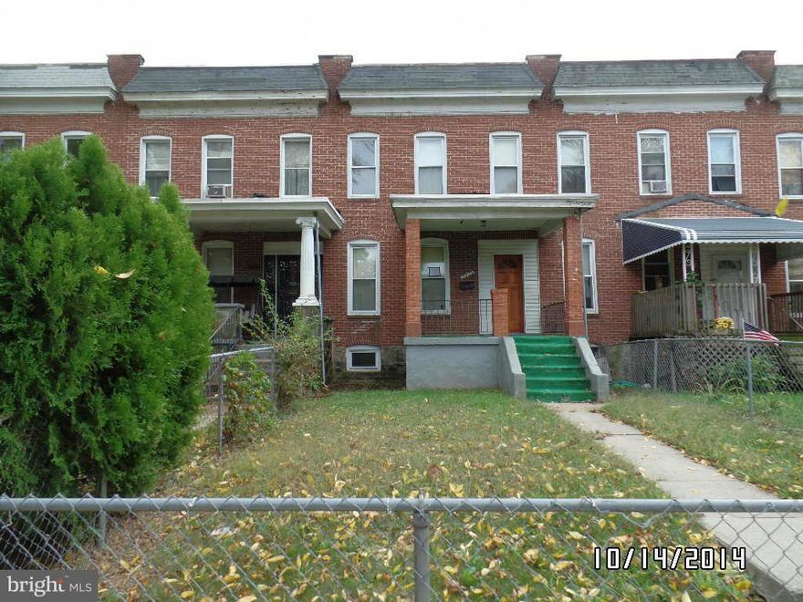Homesteps Property!  First Look period is good through 11/29/2014.  Wonderful opportunity to own this solid all brick porch front home.  Enjoy nice sized rooms, high ceilings, and full basement with half bath.  The rear yard is perfect for warm weather fun.  Conveniently located just minutes to I-83 and Mount Washington.  A great value!