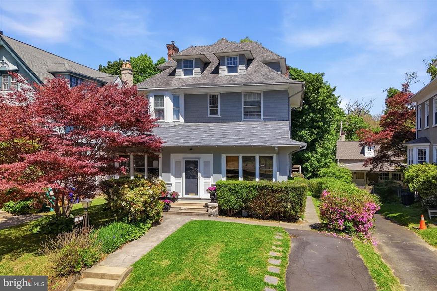 We are proud to offer 7937 Park Ave in the heart of Elkins Park.  This very charming three-story home is filled with timeless character, beautiful natural light, and inviting living spaces throughout. Enter through the sun-drenched enclosed porch, the perfect spot for morning coffee or relaxing with friends, offering an expansive seating area surrounded by windows. Step inside to a gracious living room featuring soaring ceilings, abundant sunlight, and a decorative fireplace that serves as a beautiful focal point. French doors lead into the formal dining room, ideal for entertaining, while on the other side of the living room,  take a few steps up enjoy a cozy family room complete with floor-to-ceiling bookcases and walls of windows that allow sunlight to pour in all day long.
The updated eat-in kitchen blends charm and functionality with granite countertops, center island, stainless steel appliances, gas cooking, and a delightful butler’s pantry that adds both character and convenience. A mudroom with outside access and steps to the backyard provides everyday practicality, while a back staircase offers additional access to the second floor.
Upstairs, the second level offers four spacious bedrooms, an updated en suite  bath in the primary bedroom with a large stall shower,and an additional cheerful updated  hall bathroom bathroom. The third floor adds even more flexibility with a fifth bedroom, a charming hall bath featuring a clawfoot tub with handheld shower, and a separate storage room.
Large unfinished basment with laundry area and loads of storage opportunity.  Door from the basement leads directly out to the lovely  back yard which could be a gardeners delight.
Location location location.  A few steps and you are on the train !!!!  Steps aways from Elkins Park charming downtown area with shops and restaurants. 
Filled with warmth, sunlight, and architectural detail, this special home offers classic charm and wonderful living space in one of the area’s most beloved neighborhoods.