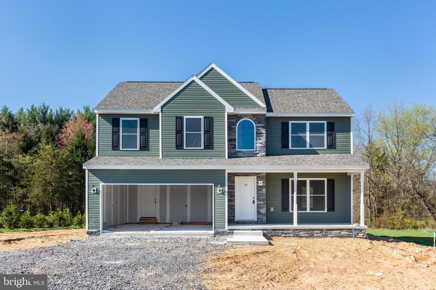 New home on a lovely lot just under an acre and half in Littlestown Area School District.  Brand new home 2000 sq ft open floor plan design with 4 bedrooms and 2.5 baths. 2 car garage, front porch, full unfinished basement w/ space for rooms.  Laundry conveniently at bedroom level. Kitchen has LVP flooring and granite counters.  Plan your hardscape design with deck, patio, firepit and you will have plenty of space left to spread out with play equipment and gardens. Well on site with public sewer.   Two zone heat pump/cac.  No HOA.  Driveway, grading and seeding are scheduled.