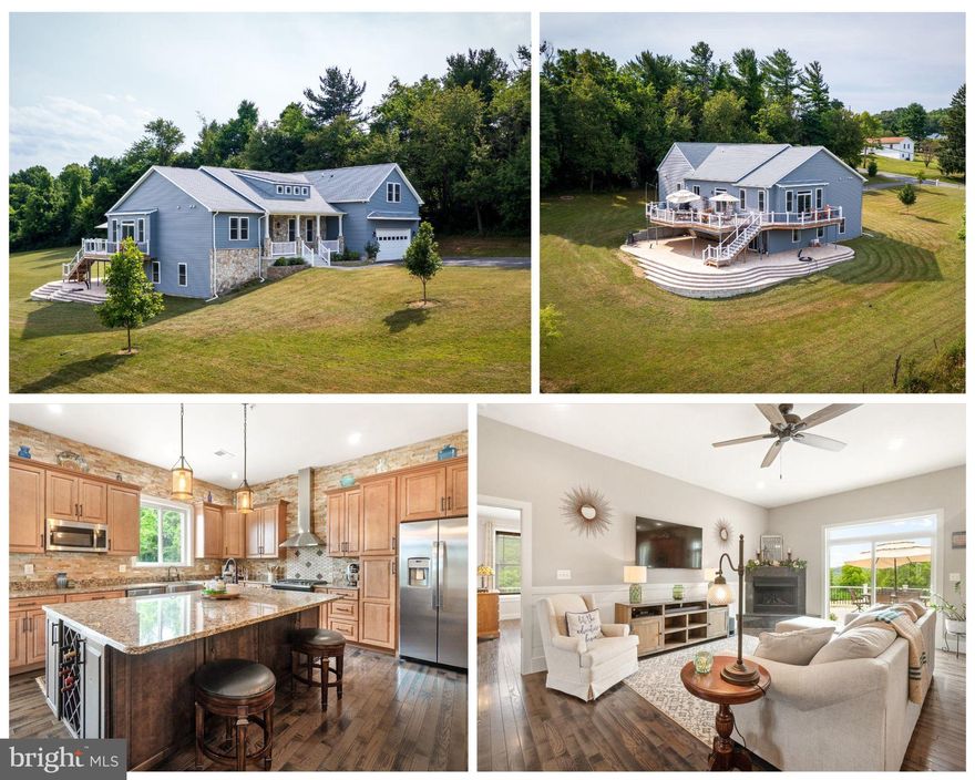 Imagine waking up in this stunning custom home on 2 acres, located just outside the City limits, and only minutes from Downtown Frederick. Built in 2021, this home is well appointed and offers loads of upgrades. The main level is complete with 10' ceilings, hardwood floors and an open, entertaining, floor plan. The gourmet kitchen is perfect for the chef in your home. The oversized center island is a great prep space and ideal for casual dining. The kitchen also boasts a stacked stone backsplash which highlights the tall ceilings. The kitchen is complete with a gas stove/oven, a separate electric wall oven, dishwasher, wine storage, built-in microwave, farm sink and prep sink. 

From the moment you walk into the owner's suite, you will fall in love with all it has to offer. First you'll be captured by the views out the sliding glass door which leads to the wrap around deck. The owner's deck space is off to the side of the main deck providing privacy. The owner's bathroom offers ceramic tile floors, a double bowl vanity, an oversized shower with seat, claw foot soaking tub & a walk-in closet. The main level also has a nice size living room with a corner gas fireplace, slider to the oversized deck, two more spacious bedrooms with full buddy bathroom, powder room, office and laundry room.  The second floor offers a huge bedroom, walk-in closet and full bathroom. The walkout basement is over 2,200 square feet and just waiting for your ideas. The expansive living space seamlessly transitions to the outdoors, perfect for enjoying the fresh air and beautiful surroundings. Host unforgettable gatherings on the 45' x 20' wrap around deck with steps leading down to the hardscaped patio. The lot offers the perfect space for gardening, hobbies, or simply enjoying the peace and quiet of nature. This home is your chance to create lasting memories in a perfect paradise. Don't miss out on this incredible opportunity!