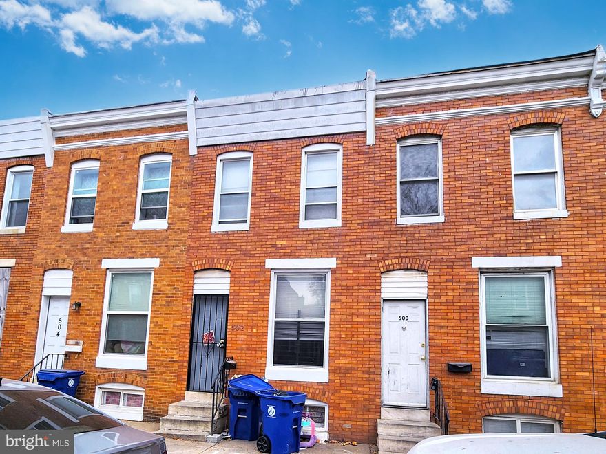 POST AUCTION: MAKE AN OFFER! Deposit: $10,000.

502 Brunswick St is a two-story rowhome located in Baltimore's Millhill neighborhood. The property is close to attractions like Union Square Park, Gwynns Falls Park, Westside Shopping Center and Hollins Market. Major traffic arteries nearby include Wilkens Ave, and S Monroe St.