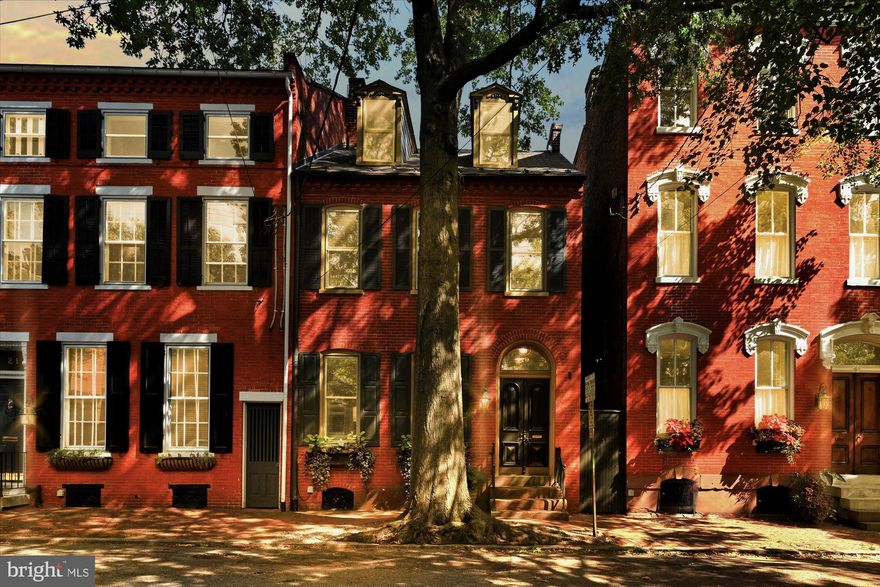 Late 19th Century  End-Unit Townhome on a Historic District block of N. Shippen St.  Much of the original interior/exterior fabric still exists.  Two Marbelized Slate Ornamental fireplaces, large Living Room w/crown molding.  Formal Dining Room w/double door closet, Front & Back Stairway. Lots of Basement Storage possibilities. New storm windows and new gutters w/gutter guards. Private fenced yard w/ lg. brick patio amid lush landscaping is a perfect place to escape for relaxation. A wonderful opportunity in a great location!!