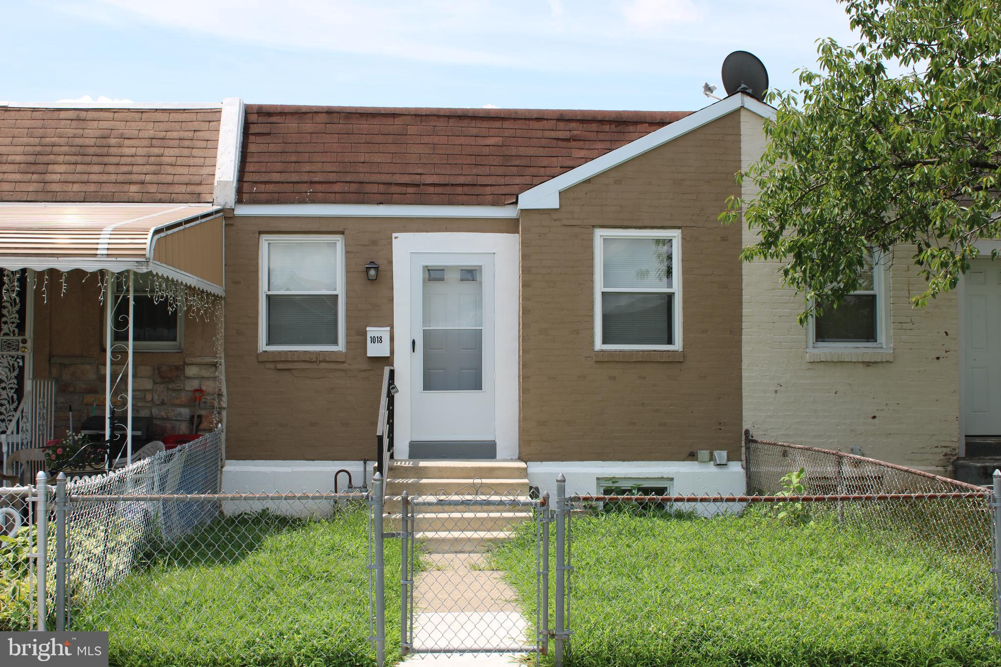 Welcome to 1018 Pine Road- very nice condition with many extra appliances. Brick Rancher, two Bedrooms and modern Bathroom. Open eat in Kitchen, Living Room, Gas heat and cooking, Central air conditioning, 100 amp circuit breaker electric, fenced front and back yards. Nice size basement that is partially finished and laundry facilities. This property should involve low maintenance and low taxes. It is convenient to local transportation. Available for First Time buyer programs and flexible settlement.