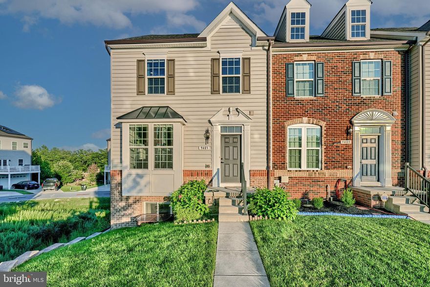 Discover the exquisite Schubert Model by Ryan Homes, located in the desirable Ballard Green community. This spacious end unit townhome features 4 bedrooms, 3 full baths, and 1 half bath, complemented by a 2-car rear garage. Step into an inviting open foyer adorned with tile flooring, leading to an additional bedroom perfect for a home office or cozy sitting area, along with a full bath for added convenience. The main level boasts an open concept design with hardwood floors, a powder room, and recessed lighting, while the gourmet kitchen impresses with 42-inch cabinetry, granite countertops, a large island, gas cooking, and stainless steel appliances. Enjoy seamless indoor-outdoor living as the dining room opens to a composite deck overlooking the common area, all bathed in natural light. The upper level features a luxurious master suite  with tray ceiling and a primary bath that includes a dual vanity, soaking tub, and standing shower, alongside two additional spacious bedrooms and a large laundry room equipped with a washer/dryer and sink. This home is conveniently located within walking distance to the clubhouse and offers a Honeywell humidifier, with ample curbside parking available in front of the house. Situated adjacent to Lyons Mill Elementary School, residents can enjoy community amenities such as a pool, gym, tot lot, and picnic area, all while being conveniently close to 795 & Metro and nearby shopping options like Costco, BJ's, and Wegmans.