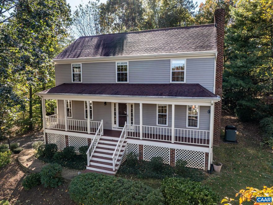 Discover your picture-perfect Colonial home in Forest Lakes, one of the most desirable neighborhoods in Charlottesville and Albemarle County, featuring a stunning 2014 remodeled kitchen with granite counters, stainless appliances, and recessed lighting, complemented by a formal dining room with crown molding, and a bright bay-window eat-in breakfast area, plus a cozy great room with a wood burning fireplace. The second floor offers four bedrooms, including a primary suite with a 'buddy door' bedroom ideal for a home office or nursery, and convenient 2nd-floor laundry. All 2.5 bathrooms were beautifully remodeled in 2013, including a luxurious walk-in shower in the primary suite, and the home boasts numerous major updates for peace of mind, such as a 2023 Trane heat pump, 2018 hot water heater, 2015 roof and vinyl siding replacement, 2016 full-house paint and plantation blinds, 2017 all quest piping replaced, 2-car garage and an unfinished rec room with a 2nd wood burning fireplace in the basement. Basement is poured concrete and has always been dry.,Birch Cabinets,Granite Counter,Solid Surface Counter,Wood Cabinets,Fireplace in Basement,Fireplace in Family Room