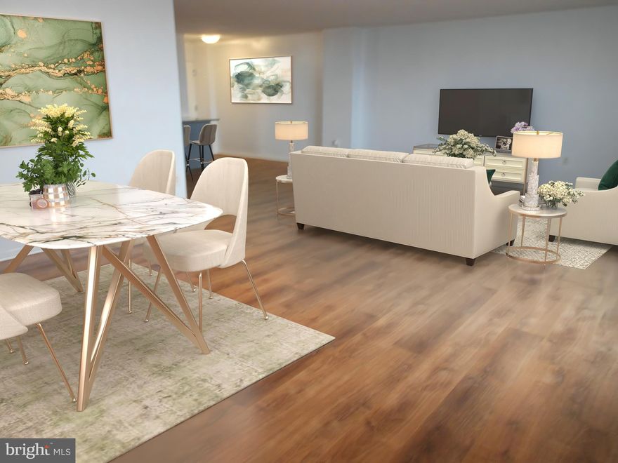 Welcome to your Dream Home at The Ridgely!  Step into this stunning, fully updated 2-bedroom, 2-bathroom condo that perfectly blends comfort and convenience. Designed with an open floor plan, this inviting space is ideal for both relaxation and entertaining. The spacious dining and living area is bathed in natural light, enhanced by stylish window treatments that create a warm and welcoming atmosphere. The beautifully updated kitchen boasts granite countertops, a tile backsplash, and modern appliances—including a gas range, double oven, microwave, dishwasher, and refrigerator. Plus, a pantry provides essential storage and organization. Step outside to your private balcony, where you can enjoy breathtaking city views of Towson & the skyline, the perfect spot to unwind after a long day or sip your morning coffee as the sun rises. The Ridgely offers an array of top-notch amenities, including a heated outdoor saltwater pool, a well-equipped exercise room, and a welcoming community center. With 24-hour security and concierge services, you can enjoy peace of mind in your new home. Additional features include luxury vinyl plank flooring, convenient in-unit washer/dryer, and ample storage options. Parking is a breeze with an assigned garage space, ample entry level parking and lighted parking areas. The building is meticulously maintained, with services covering everything from lawn care to electricity, ensuring a hassle-free lifestyle. Heating and air conditioning are included in the condo association fees—even maintenance and unit replacements are covered. Located in a vibrant neighborhood with easy access to local attractions, this property is perfect for those seeking a blend of comfort, community, and convenience. Don’t miss the opportunity to make this lovely condo your new home!