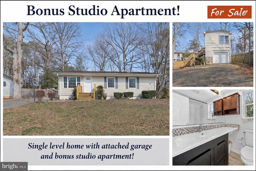 Welcome to 21996 Fox Ridge Rd—a property full of potential with flexible living options in a convenient location just about one mile from Naval Air Station Patuxent River and close to shopping, dining, and commuter routes. The main home offers one-level living with 3 bedrooms and 2 full bathrooms, featuring vinyl flooring and carpet in bedrooms. Recent updates include brand-new laminate flooring, freshly painted exterior walls and cabinets, and a sealed and stained porch, deck, and steps. The fully fenced backyard provides plenty of outdoor space for pets, play, or entertaining. 
A detached garage adds even more value, with finished space above that includes a kitchen area, full bathroom, and brand-new water heater—ideal for extended living, guests, workspace, or added flexibility.
Schedule your showing today and discover all the possibilities this unique property has to offer.