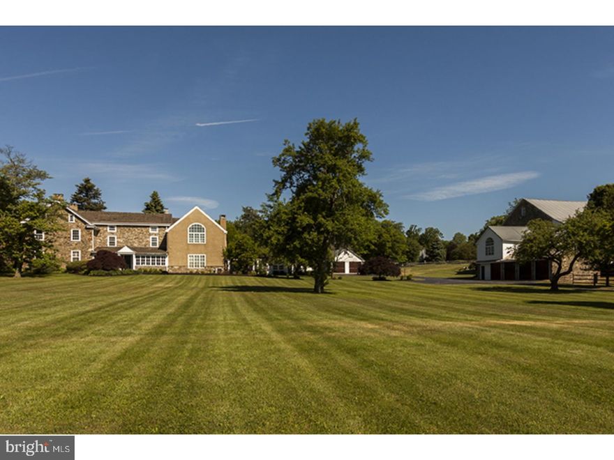 Exceptional Chester County farm on pastoral acres that is perfect for the equestrian lover or entertainment. The circa 1812 farmhouse has been restored and expanded with a perfect blending of the Old World details, and new modern luxuries while maintaining the architectural integrity making it suitable for today's lifestyles. A new cedar roof with Canadian #1 Royals with a 6.5" exposure and heavy-duty copper valleys and flashing has just been installed. Living Room with fireplace and raised panel walls, spacious dining room, modern Chefs Kitchen and granite island, huge great room with fireplace bar and French doors to stone patio and arbor, enclosed porch with exposed stone wall and brick floor. Upstairs; the incredible master suite includes a dressing room, large bedroom with vaulted ceiling & fireplace and a spa bath. The 3rd floor is finished with a full bath. Outside is a classic stone bank barn with stalls, tack room and a rec room with a fireplace. There are garages and out buildings for the car collector and paddocks and access to trails for the horse lover. Three Ponds Farm is close to the Great Valley Corporate Center, PA Turnpike, Route 202 and King of Prussia but in a country environment making this the perfect location. This property has unusually low taxes.