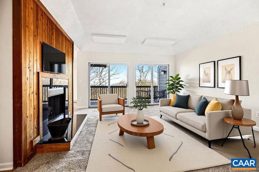 Just Wow! Coveted top floor end, 2 bedroom, 2 bath. This home has convenient ingress/egress with no steps from the parking area to the building and only 1/2 flight of stairs to the front door! Location rules as you are just steps away from the Devils Knob Country Club, Wintergarden Spa and Fire and Frost restaurant. Resort Amenities, Food and Drink and cool spring/summer breezes await.  Relax on the Deck overlooking the Golf, Tennis and Pickleball Club with a sneak peek across the Shenandoah Valley to the Virginia Highlands. New flooring and paint throughout complement one of the newer condo buildings. Furnish to your tastes and prepare to experience the lifestyle that Wintergreen and Nelson County have to offer. Act now! Make this your home before someone else makes it theirs. Stone Ridge condo dues are $1,575 per quarter and WPOA is $2,279 annually for 2026.,Formica Counter,Wood Cabinets,Fireplace in Family Room