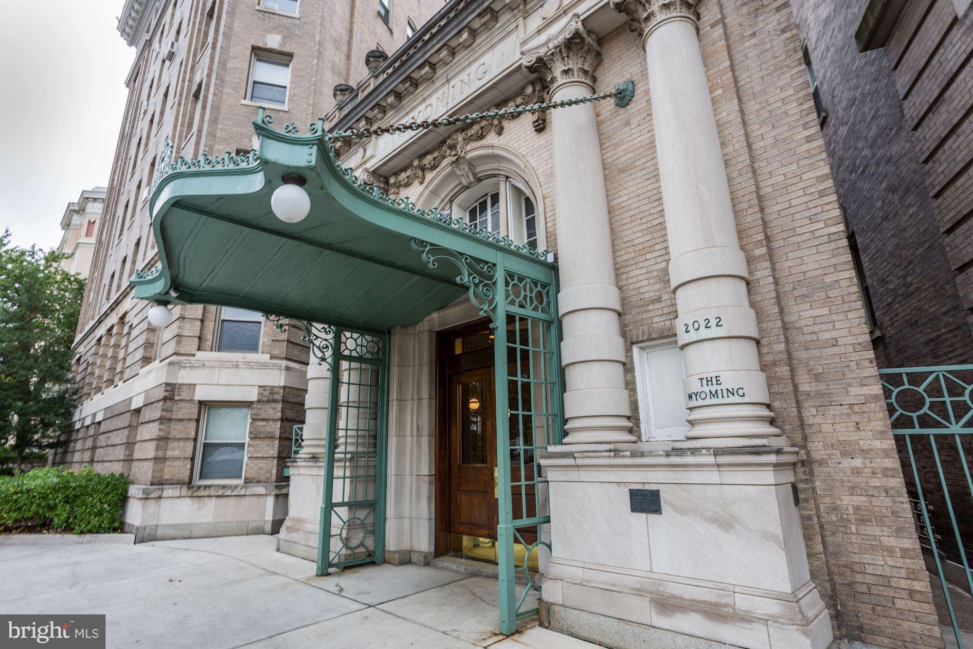 Renovated, elegant double apartment in the historic Wyoming feels like a house with 20 over-sized windows (all new) and exposure on 3 sides, just one floor above ground level. Grand entrance hall, banquet-sized octagonal dining room, heart of pine floors, tall ceilings & great flow. Old world charm w/today's updates. 3BR/3BA in approx 2350 sunny sq ft.