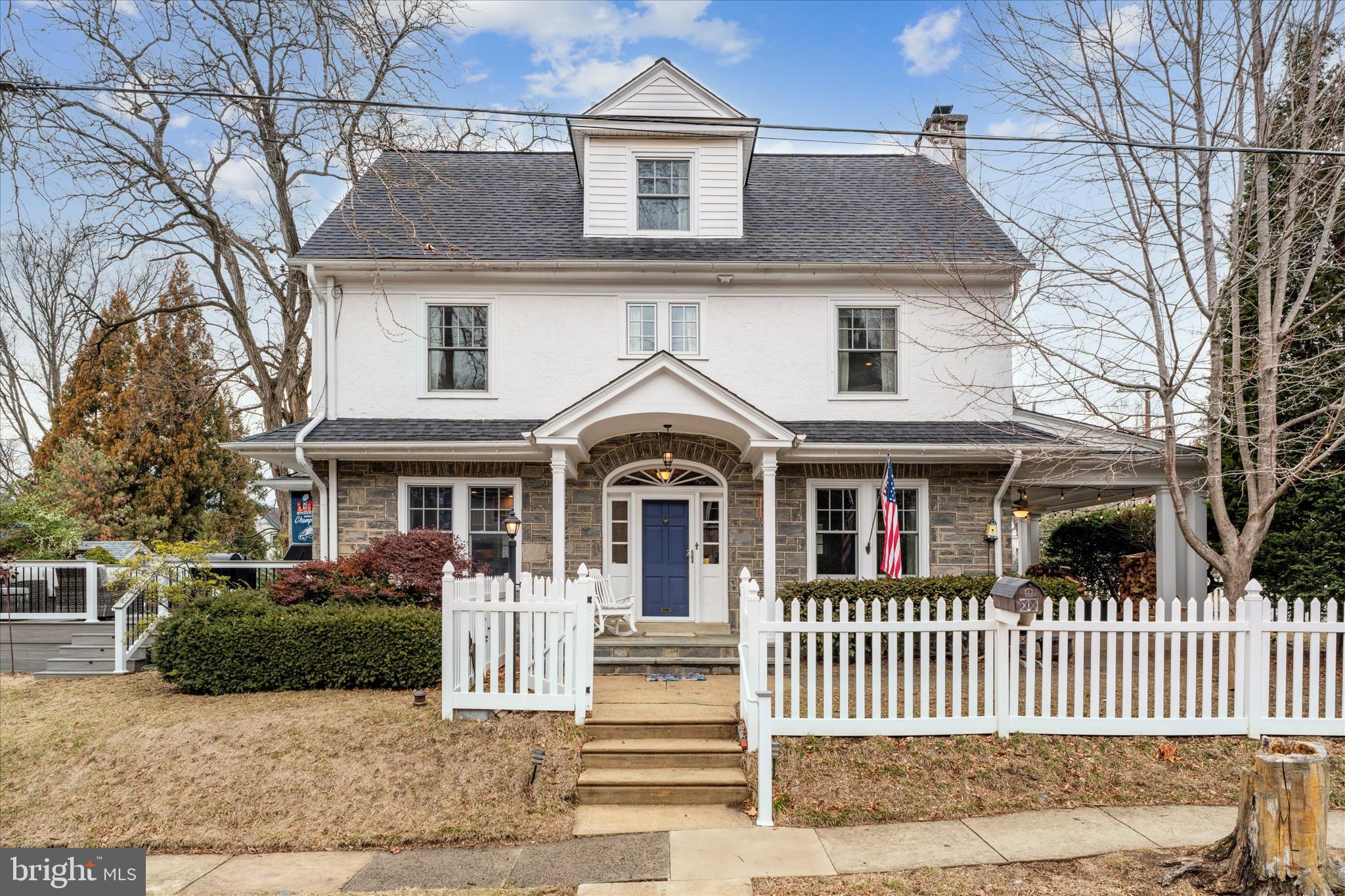 Showings Will Start Friday! Don't miss the full motion video tour. Nestled on a beautiful tree-lined street in S Narberth, this lovely home seamlessly blends historic character with modern conveniences. From the gleaming hardwood floors (redone a few yrs ago) to the windows to the woodwork, this home has been so obviously well cared for. Plus, this home has undergone so many systemic updates from all new wiring and plumbing, all new windows, a 4 yr old roof and so much more! All that and just a 3 block stroll to both Merion Elementary, the highest-ranking elementary school in LMSD, and a similarly short walk to charming downtown Narberth, with its delightful shops, restaurants & Septa train station. This location is simply unparalleled! The first floor offers an inviting living room with a cozy wood-burning fireplace and handsome stone surround. Off the living room is a delightful covered porch, ideal for outdoor gatherings or watching outdoor play in the spacious fenced in side yard! On the other side of the center hall is the combined dining and kitchen areas. The kitchen was thoughtfully redone with tons of cabinet and counter space and a large center island with granite and butcher block tops complete with island seating.. Off the kitchen is a mudroom area and 1st floor powder room. But not to be missed are the exits from either the dining area or the mudroom area to the almost brand new composite, two tiered deck and sunken hot tub (each 2 yr old), perfect for relaxing with friends or quiet evenings of star gazing! On the second floor, you'll find two generously sized bedrooms plus the oversized primary bedroom and updated hall bath. The 3rd floor presents two well-sized bedrooms, one bedroom currently used as a perfect office due to its built in shelving and gas fireplace. Also in this floor is the second fully updated hall bath, providing versatile options for family living or guest accommodations. With two large bedrooms and a bath on the 3rd floor, you could easily call the entire 2nd floor a master suite with extra room for a home office or occasional guest. In fact, you can easily add a doorway from the primary bedroom into the hall bath for more of a private primary bath! Another option is tap into the plumbing and add a new primary bath to this floor. Descend to the lower level, which boasts a pristine concrete floor (dug up and poured by current owners), a full French drain system, waterproofed walls, plenty of storage capacity and the washer and dryer. This basement may not have drywall or a fully covered/finished floor but the area is large, clean and DRY and absolutely appropriate for additional hang out space! Or, add some finishing materials and fully finish it, if you so desire. All of this plus a driveway wide enough for 2 cars side by side, a 2 car garage with storage above, recently parged walls, updated electric plus a 1 yr old automatic garage door. This home offers years of worry free living due to all of the updates recently made! Some of the major improvements include fully renovated kitchen and baths, a full rewiring of the entire home (no knob and tube), all new internal plumbing throughout the home (all but the heating lines), completely re-poured concrete basement floor with full waterproofing system, brand new roof on house and garage from 2020 with all new flashing, complete repointing of chimney from top to bottom, beautiful replacement windows throughout the home and high velocity AC (inside unit only 3 yr old)! This extraordinary home is just blocks away from Narberth’s charming shops, thriving restaurants, delightful playgrounds, and vibrant community events such as the 4th of July fireworks, music and arts festivals, scavenger hunts, and the Dickens Festival. Schedule your private tour today and discover the magic of this remarkable property for yourself! NOTE: Past appraisal indicated the sft noted on listing.