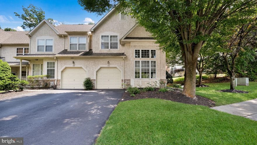 Welcome to 114 Green Valley Circle! This beautifully maintained 3 bedroom, 2.5 bath end-unit townhome with a 1-car garage, is located in the highly sought-after Upper Dublin School District and is ready for immediate enjoyment. Tucked off the street with a private side entrance, you're welcomed into a two-story foyer with gleaming hardwood floors. The bright and airy great room features vaulted ceilings and oversized windows that flood the space with natural light. Just off the great room is a formal dining area—perfect for hosting gatherings or holiday dinners. Continue into the cozy family room, where you'll find hardwood floors, recessed lighting, and a gas fireplace to anchor the space. The open layout flows seamlessly into the kitchen, complete with stainless steel appliances, abundant cabinetry and counter space, a gas cooktop, and a charming breakfast area. Sliding glass doors lead to a paver patio with privacy fencing—ideal for your morning coffee or summer BBQs. A convenient half bath and laundry room with additional storage complete the main level. Upstairs, a graceful turned staircase leads you to the spacious primary suite, featuring a vaulted ceiling, generous closet space, and a sitting area. The updated en-suite bathroom offers dual vanities with granite countertops, a frameless glass shower, and ceramic tile throughout. Two additional bedrooms with custom blinds and a hall bathroom round out the upper level. The finished lower level offers even more living space—perfect for a media room, playroom, or home office—with a finished storage closet and an expansive unfinished area for all your storage needs. Located in the desirable Dresherbrooke community, you’ll enjoy easy access to Routes 152, 309, and the PA Turnpike. Don’t miss this opportunity, schedule your tour today and make 114 Green Valley Circle your next home!