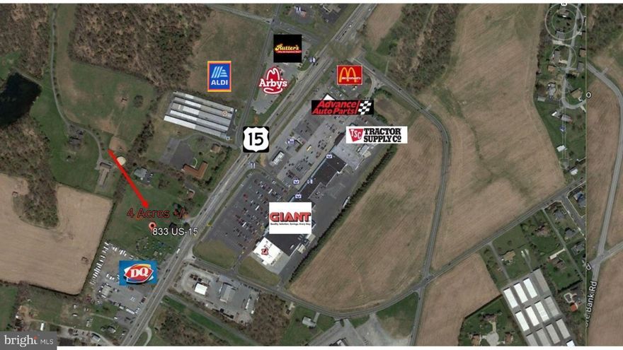 Exceptional Commercial Investment Opportunity on Route 15 in Dillsburg, PA! Situated on over 4 acres between Dairy Queen and the newly opened ALDI, this highly visible property offers a prime location along a heavily traveled stretch of Route 15—a major corridor connecting Central Pennsylvania to Frederick, Maryland. Zoned commercial and located in rapidly growing York County, this parcel presents outstanding long-term potential. Currently, the property generates income through a month-to-month lease with a lawn furniture retailer at $1,750/month, as well as a two-story detached home housing three residential units. Apartment 1 is a 3-bedroom, 1-bath unit rented month-to-month for $1,250; Apartment 2 is a 2-bedroom, 1-bath unit previously rented for $1,250; and Apartment 3 was previously rented for $900. The building offers three separate laundry hookups in the basement and split electric meters. While the property is currently served by well and septic, public sewer is located nearby at the new ALDI site—Dillsburg Sewer Authority can advise on capacity. Whether you're an investor or developer, this is a rare chance to secure commercially zoned land in one of the region’s most promising growth corridors.