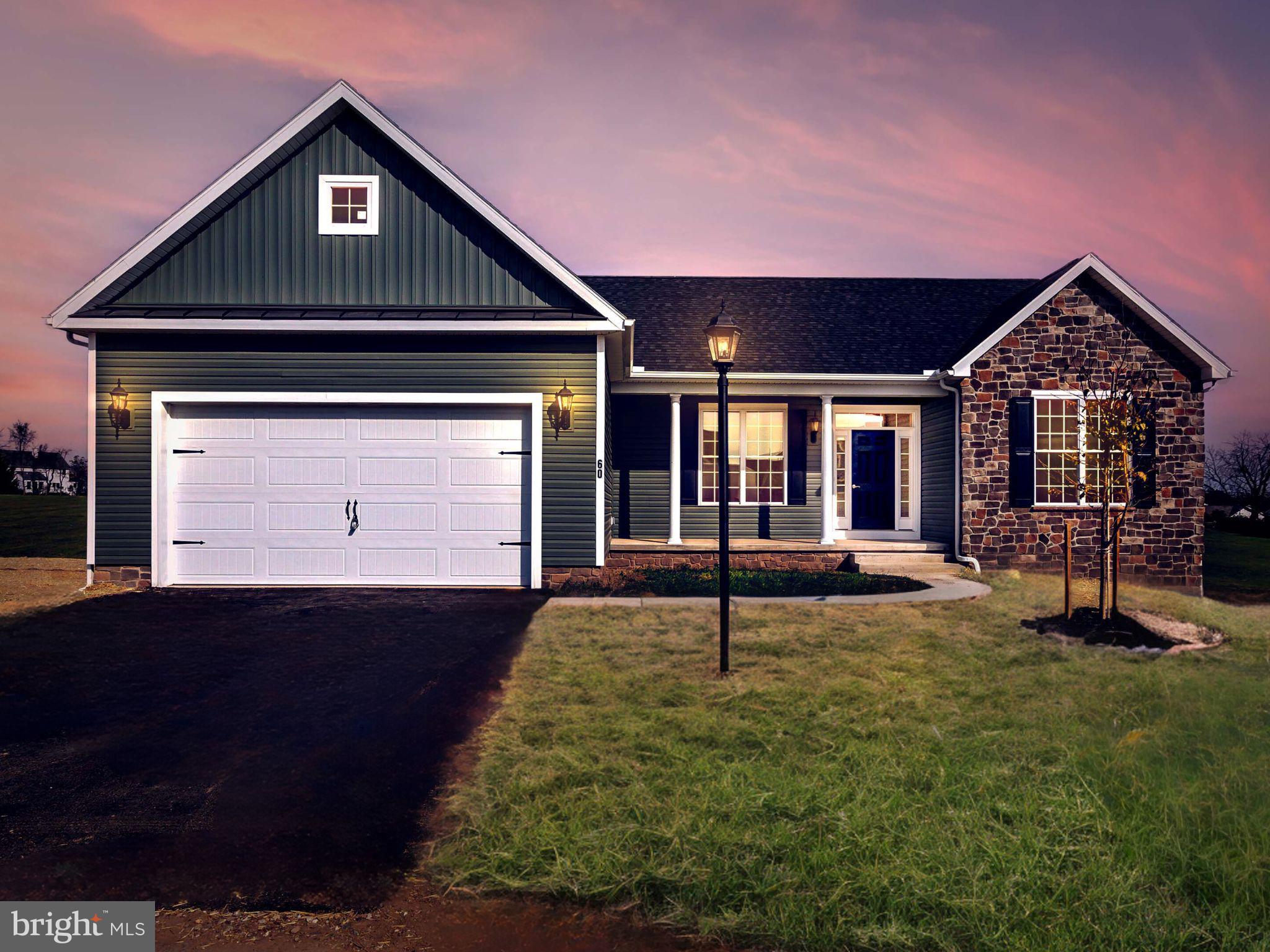 ***TO BE BUILT*** Please stop by the sales center for details at 11 Flint Drive Hanover, PA 17331
CONTRACT NOW- $10,000 Closing Assist and $5,000 in options**Must use preferred title and lender**
This Northwood rancher features 3 bedrooms, 2 full baths, 2 car garage , front porch, and open floor plan Family room/ dining room combo and kitchen all open concept with cathedral ceiling . Kitchen is standard 30' cabinets, granite countertop and an island perfect for entertaining. The primary suite showcases a large walk-in closet & an attached bath with double bowl vanity & walk-in shower. Please note listing price is the base price and may not be representative of additional options shown.
Choose from over 20 architectural designs including ranchers, traditional 2-stories, and first floor owner suites with 2nd story bedrooms… more !
