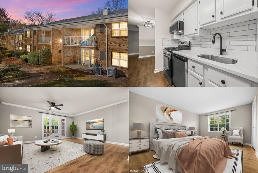 Stunning 1-bedroom condo near the heart of Falls Church! This beautifully updated home features water-resistant laminate flooring, elegant crown molding in the living and dining areas, and a chair rail for added charm. Enjoy modern lighting throughout, plus a ceiling fan with light in the living room. The fully renovated kitchen impresses with granite countertops, stainless steel appliances, a new sink, disposal, microwave, and in-unit washer/dryer. The bathroom has been completely redone with stylish finishes, and a new HVAC system ensures year-round comfort. Step outside to a quiet, extended patio that opens to peaceful natural views—perfect for relaxing or entertaining. Additional updates include closet shelving, a storm door, and deck improvements. Conveniently located near public transportation, the Mosaic District, grocery stores, and Washington, DC. Come tour this gem before it’s gone!