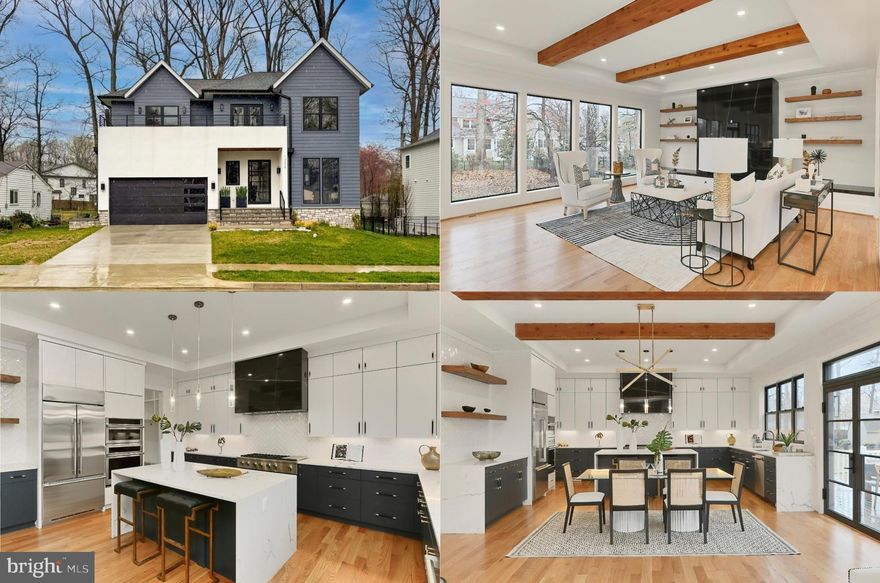 Nestled on a quiet street in desirable Vienna Woods, this exquisite new 5 bedroom, 4.5 bath contemporary home is a true masterpiece displaying fine craftsmanship, countless designer finishes, and high end upgrades from top to bottom! The beauty begins outside with a tailored HardiPlank siding exterior complemented by stucco and stone, a 2-car garage, spacious balcony and sundeck, and a tranquil .23 acre lot dotted by majestic trees. Inside, a flowing open floor plan with 10 foot ceilings, solid red oak hardwood flooring, custom woodwork, exposed beams, 2 fireplaces, recessed and chic designer lighting, and loads of windows that bathe the home in natural light are just a few features that make this home special. A spectacular gourmet kitchen, luxurious owner’s suite, baths designed to perfection, and fully finished lower level create instant appeal, just step inside a fall in love! ****** Warm hardwoods greet you in the open foyer where to on right, glass French doors open to the formal living room featuring a tray ceiling, custom accent wall, and floor to ceiling windows. Onward, the formal dining room offers plenty of space for all occasions and is accented by a shimmering Sputnik chandelier. Steps away, the family room beckons with a wall of floor to ceiling windows, rich exposed beams, and a gleaming custom floor to ceiling fireplace flanked by matching bench seating. The gourmet kitchen is a culinary dream outfitted with gleaming quartz countertops, an abundance of custom cabinetry with under cabinet lighting, designer tile backsplashes, and top-tier appliances including a Monogram 6-burner gas cooktop with grill and custom suspended hood. A center island with waterfall countertop and triple pendant lighting provides bar seating, and the breakfast area with a striking chandelier is the ideal spot for daily dining. Here, French doors grant access to the deck with steps descending to the grassy backyard surrounded by majestic trees—seamlessly combining indoor and outdoor entertaining! A sleek powder room and a pantry with built-ins compliments the main level. ****** Hardwoods continue upstairs to upper level hall where French doors grant access to a large balcony that is the perfect spot to enjoy morning coffee or relax under the stars. The owner’s suite is your own private retreat boasting a tray ceiling, recessed and custom lighting, dual walk-in closets with organizers, and a lavish bath with a dual sink granite topped vanity, sleek lighting and fixtures, a freestanding soaking tub, and an oversized ultra shower, all enhanced with custom tile. A junior suite enjoys a walk-in closet and private bath, and two additional cheerful bedrooms share access to the beautifully appointed Jack and Jill bath, while a laundry room adds convenience. ****** The light filled finished lower level offers a plethora of living space with an expansive recreation room with custom wet bar—sure to be a popular destination. A 5th bedroom enjoys private access to a dual entry full bath, making it a great guest suite, while a bonus room provides versatile space to meet the demands of your lifestyle. ****** All this and more can be found in a peaceful neighborhood where you can enjoy the high energy of Northern Virginia in a quiet setting. A commuter’s dream conveniently located near I-66, I-495, Express Lanes, Route 123, Dulles Toll Road, Route 7, and Metro. Take advantage of the fabulous shopping and dining choices in downtown Vienna, Tysons Corner, and the Mosaic District boasting trendy restaurants, retail shops, outdoor concerts, the Angelika Film Center. If you’re looking for classic elegance sprinkled with contemporary flair in a spectacular location, you’ve found it!