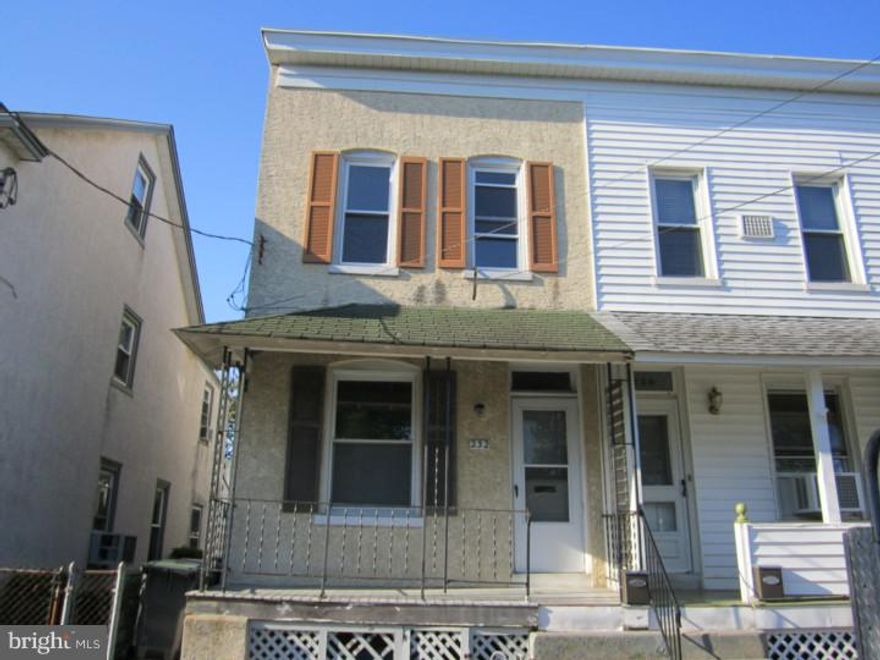 Handyman/Contractor alert!! Lovely home in quiet location, Large rooms- Living Room/Dining Room with hardwood floors, nice eat in kitchen, Powder Room, upstairs three bedrooms, one full bath Full basement, Has a lot of  newer components- roof /heater less than 8 years old Tenant occupied and not in great condition now. Tenant would like to stay and would sign la lease for $1400. Currently, month to month 60 days notice. Nice fenced in yard, front porch for warm summer evenings. Newer electrical system,    Needs cosmetics Large home with good back yard-Selling "as is" Buyer responsible for U & O cert from Borough. Home passes rental inspection every year.