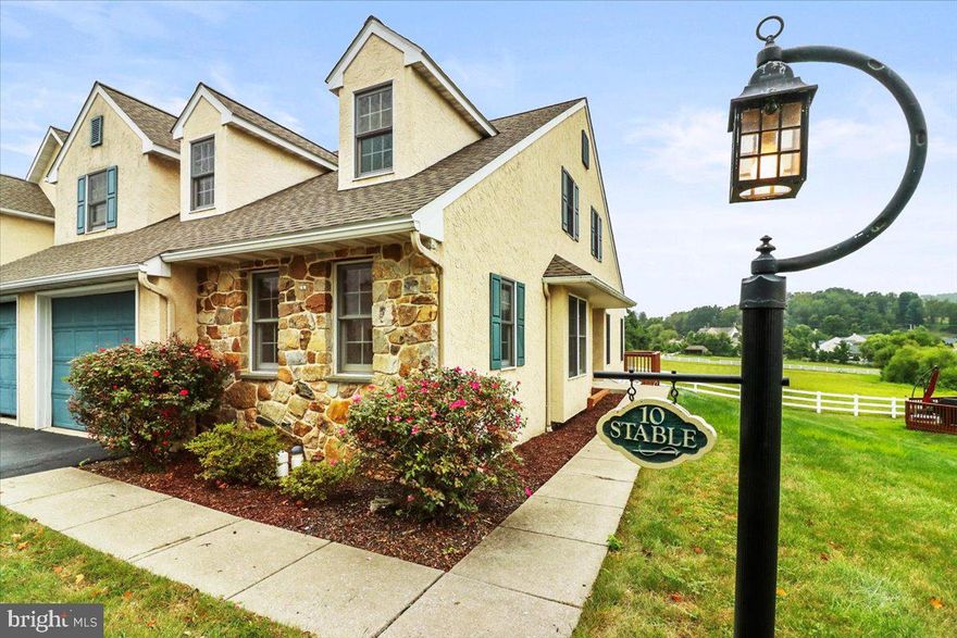In beautiful Summerfield at Elverson, this 3 bedroom end townhome has the master bedroom suite on the first floor. An attached 1 car garage and laundry add convenience and comfort. Bright and open, the dining and living rooms overlook horse pastures. A deck is accessed through patio doors from the dining room. for easy outdoor eating. Two guest bedrooms and a full bath complete the second floor. An unfinished walk up basement provides additional storage. Summerfield is a Stoltzfus-built community of 320 town and single family homes in northwestern Chester County. Nicely placed in the quiet town of Elverson, the community is convenient to the Elverson Fitness Club, Genesis Chiropractic Center and Elverson's pizza shop. A Walmart plaza and the Morgantown Turnpike Exchange is only a few miles west. Join others who love a quiet country life in beautiful Summerfield.