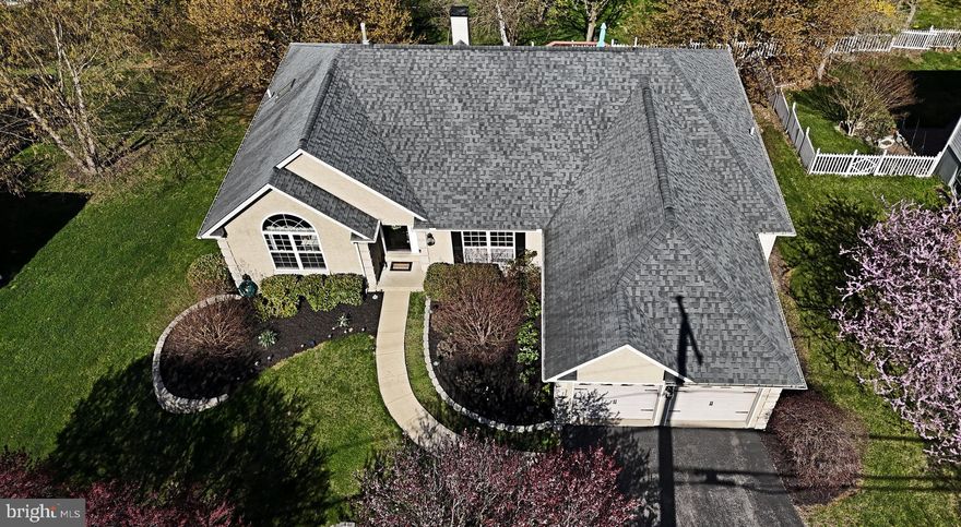 Showings begin Thursday 4/16 at open house.  No showings prior per Seller.

Looking for the ease of one-floor living in a beautifully upgraded home in the highly sought-after King of Prussia area? This stunning original model home in the desirable Belmont Terrace community is ready to welcome you! Step inside to a bright and airy living and dining room combination featuring soaring cathedral ceilings, a cozy fireplace with marble surround and mantel, and an abundance of natural light. To the left, you’ll find two generously sized bedrooms that share a beautifully updated hall bath, complete with a skylight, upgraded flooring, and a spacious tiled walk-in shower.  The gourmet eat-in kitchen, renovated in 2016, is a true centerpiece—featuring granite countertops, hardwood floors, a tumbled marble backsplash, and sliding doors that lead to a deck with convenient access to a charming brick patio—perfect for indoor-outdoor living.  To the right of the kitchen is a convenient laundry room, followed by the private primary suite. This retreat includes a large walk-in closet and a luxurious primary bath, updated in 2018, with a stunning walk-in shower and a separate soaking tub. 
The home also offers a spacious walkout basement with glass sliders—ready for your personal touch and endless possibilities.  Additional updates include a new roof (2018), water heater (2016), and furnace and central air system (2019).  All of this in an unbeatable location close to shopping, dining, parks, and playgrounds. Don’t miss your opportunity to make this exceptional home yours!