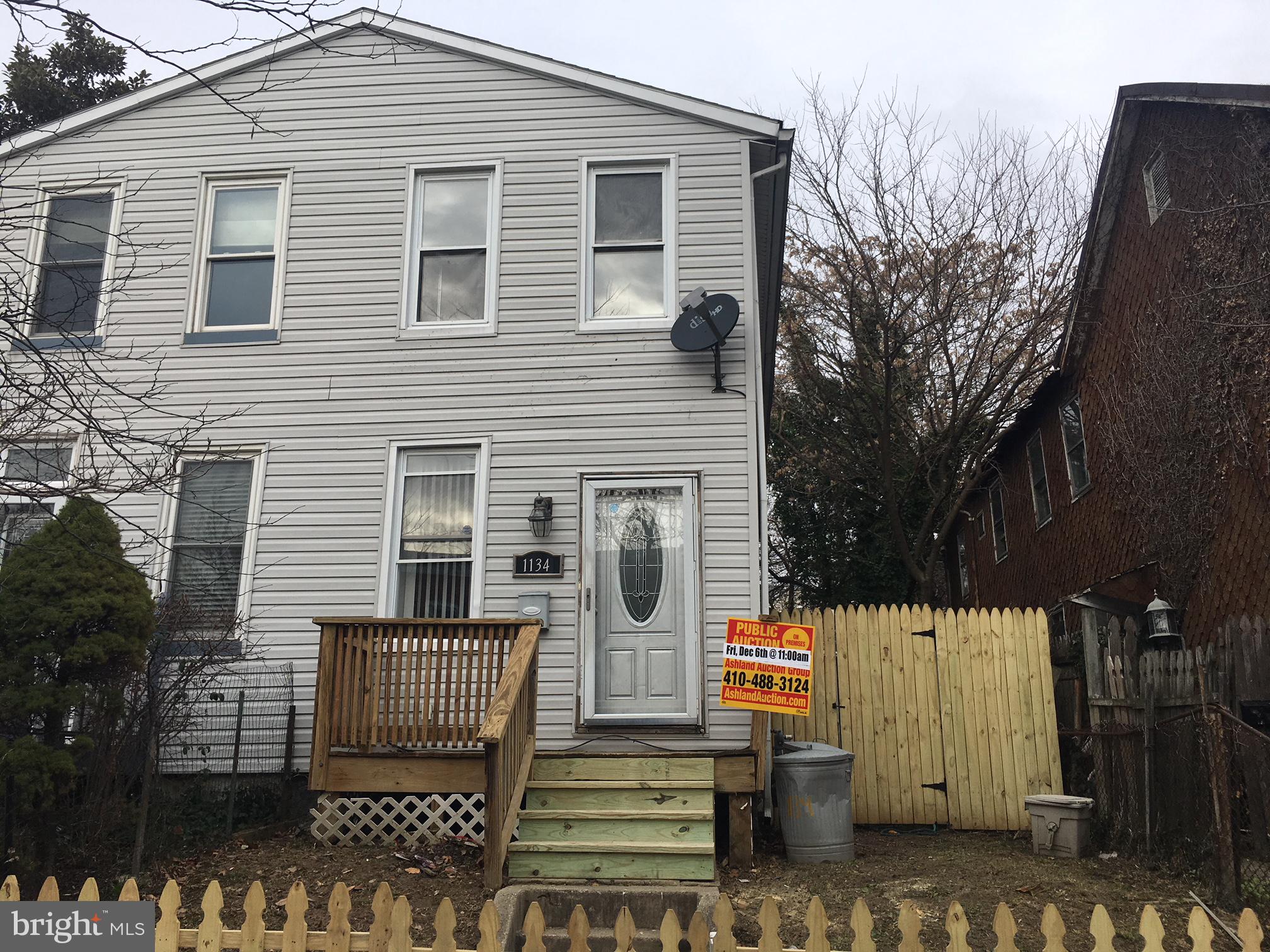 PUBLIC ONSITE AUCTION: Fri. 12/06/19 @ 11:00 am. List Price is Suggested Opening Bid. 2 story, Semi-Detached; home in the Better Waverly area. Property is Vacant. 10% Buyer's Premium or $1,000, whichever is greater. Deposit $5,000. For full Terms and Conditions contact auctioneer s office.