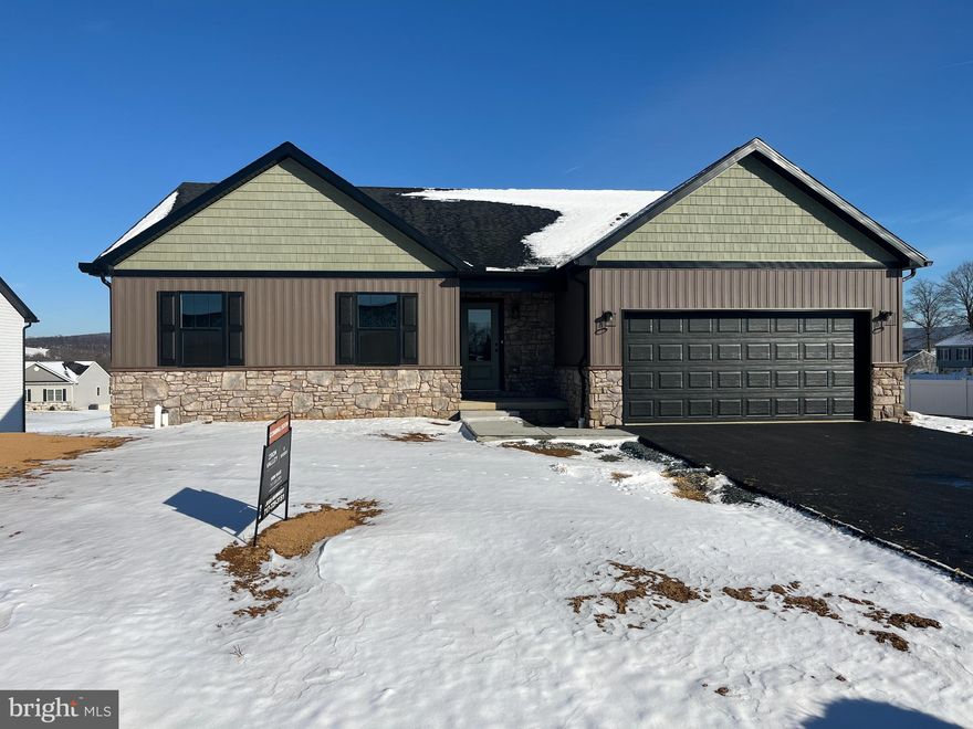 This exquisite new construction residence, completed in 2025, epitomizes modern luxury living within the prestigious Antrim Commons community. Designed in a sophisticated Ranch/Rambler architectural style, this detached home boasts a seamless blend of elegance and functionality. Upon entry, one is greeted by an open floor plan that enhances the spaciousness of the living areas. The combination kitchen and dining space is a culinary enthusiast's dream, featuring a central island that invites both casual dining and entertaining. High-end appliances, including a sleek electric oven/range, refrigerator, microwave, and dishwasher, ensure that every culinary endeavor is met with ease and style. The interior is adorned with luxury vinyl plank flooring, providing both durability and aesthetic appeal. Thoughtfully designed, the home includes three well-appointed bedrooms, with the convenience of an entry-level bedroom and walk-in closets that offer ample storage. Two full bathrooms are elegantly finished, catering to both comfort and sophistication. The property also features a full unfinished basement with a waterproofing system, providing endless possibilities for customization. An attached front-entry garage accommodates two vehicles, enhancing convenience and security. This residence not only offers high-end finishes and modern amenities but also embodies an exclusive lifestyle, perfect for those seeking a refined living experience. Embrace the opportunity to own a home that reflects both luxury and practicality in every detail.