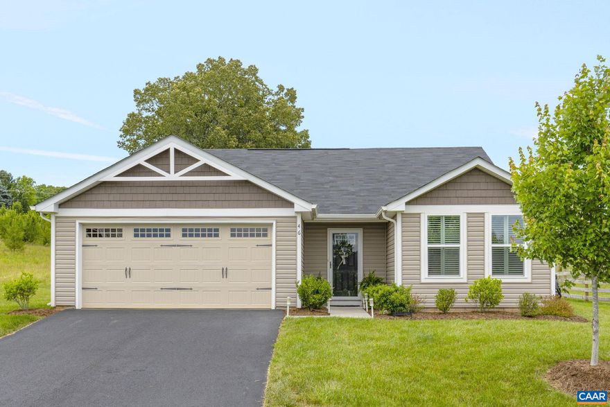 OPEN HOUSE SUNDAY 11- 1.  Elegant and easy one-level living! Excellent floorplan with many post-closing updates completed by the current owner. Located near the Albemarle County line this Greene County home is so tastefully updated. Luxury vinyl plank floors greet you at the foyer and continue seamlessly throughout the bright and open living and dining spaces and into the lovely primary bedroom suite. Of note are the custom plantation shutters and blinds that grace the home.  The crisp kitchen enjoys new stainless steel appliances and quartz counters and a perfect island. The dining area leads to a terrific 12 x 16 back deck.  Thoughtfully laid out, the two other bedrooms are separated from the primary wing and share a generous bathroom.  The laundry room is well located with access to the garage and the main home.  This truly is a beautiful home with a very well-designed floor plan. Be sure to ask your Realtor for the Improvements and Home Information Sheets.  The extensive, custom window treatments and all appliances convey.,Quartz Counter