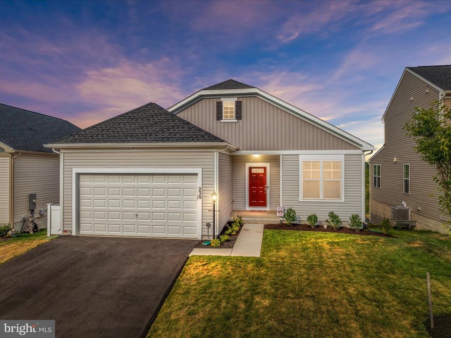 Experience the benefits of new construction without the wait! This nearly brand-new rambler, less than a year old, is situated in the amenity-rich Snowden Bridge and boasts numerous upgrades typically not found in standard new builds. The kitchen is a chef's dream, featuring an upgraded stainless steel appliance package with a gas oven/cooktop, quartz countertops, and stunning cabinetry. The spacious center island offers additional seating and includes a 36” stainless farmhouse sink with an upgraded kitchen faucet and a smart thermostat. Additional premium upgrades include prewired ceiling fans in all rooms, recessed lighting, level 2 kitchen cabinets with soft-close doors and drawers. The home is also prewired for smart home features, including multiple coax and cat6 outlets, HDMI cables in various rooms, an Eero WiFi extender, and a smart garage door opener with two remotes. Inside, the open floor plan creates a warm and inviting atmosphere, highlighted by luxury vinyl plank (LVP) flooring throughout the living areas and the primary suite. The 14x14 screened-in porch serves as an excellent extension of the home, leading to a 13x14 deck and a fully fenced yard, perfect for outdoor living. The basement adds even more living space with its walk-out design, making it ideal for entertaining or relaxation. It includes a versatile rec room, a bedroom, and a full bathroom, providing a comfortable space for large families or out-of-town guests. Additionally, the large unfinished storage area offers ample storage space. Nestled on a serene premium wooded view lot, 230 Barrister offers both tranquility and modern convenience.