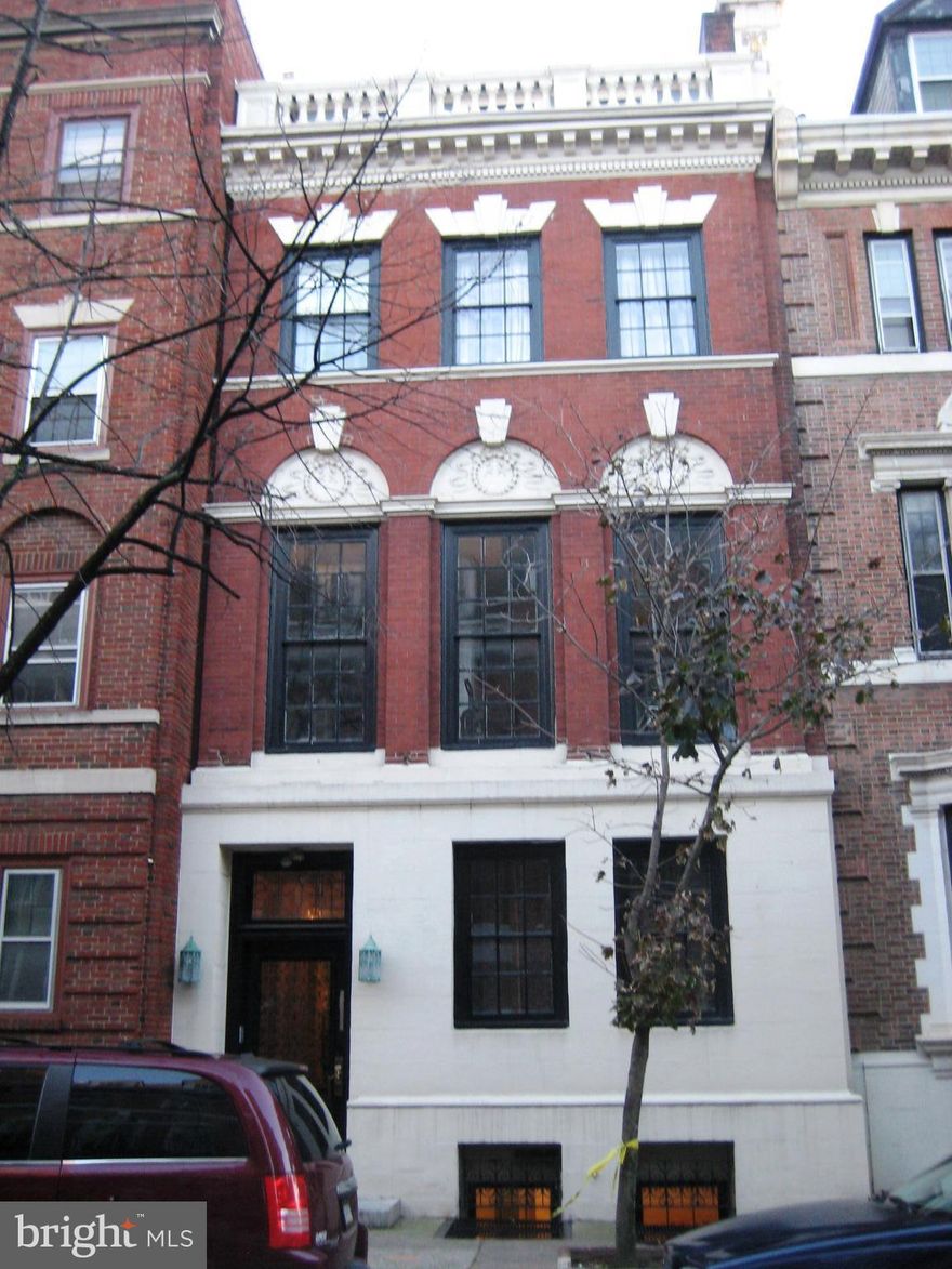 This beautiful building is steps away from Rittenhouse Square. Enter into the marble foyer and feel the original Old World Charm of the breathtaking building. This restored unit is one of eight. The apartment contains all the amenities and quality finishes usually reserved for new condominium restoration; but these are available to rent! Granite Counter Tops, Stainless Steel Appliance. Newly renovated bathroom's with travertine, Original Refinished Hardwood Floors throughout, Central Air and a laundry room in the building.