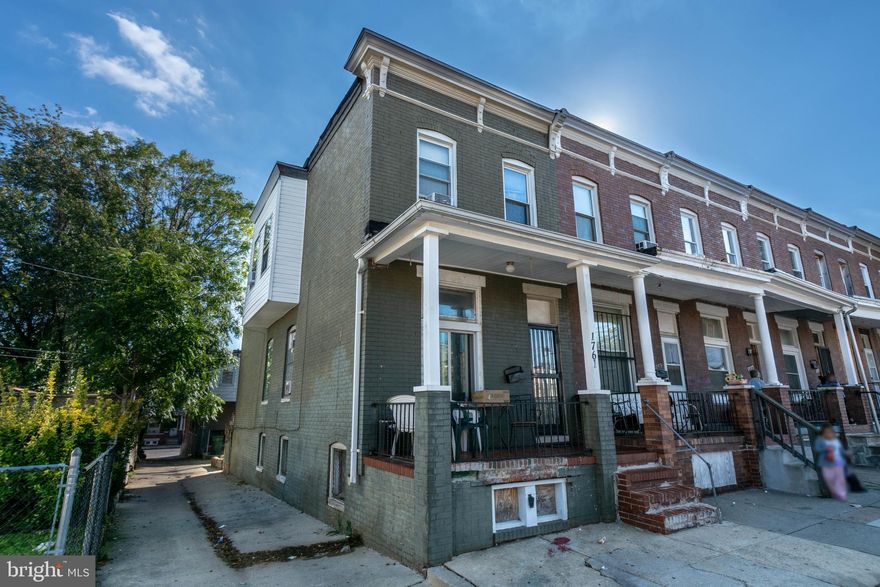End of group with large front porch and rear deck.  Three bedrooms 1 bath.  Perfect property for an  investor it is currently tenant occupied and rented at $651/month. Our team specializes in working with out of state investors we also own a tenant placement company and can help you find tenants for your properties! Please email shraga@themdteam.com or text 443-844-1020 for more info..