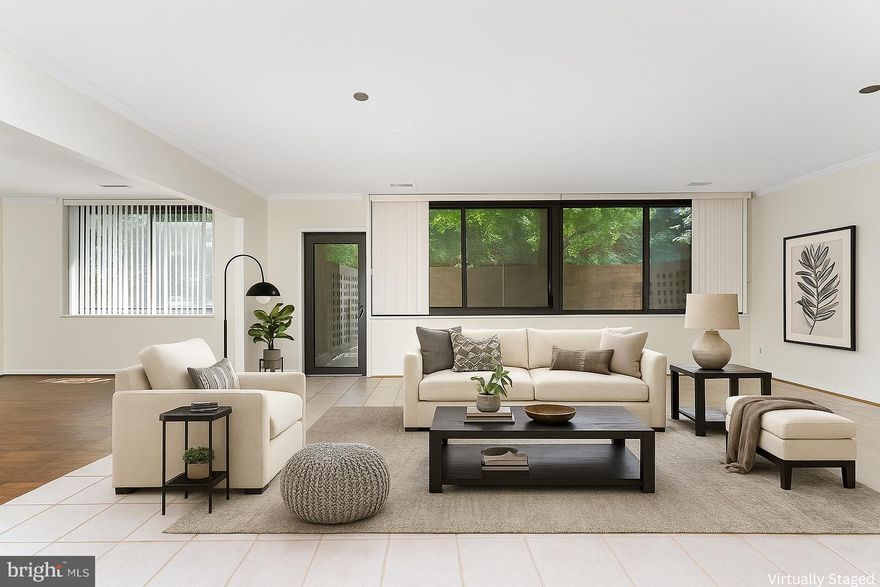 What a great place to live!

Spacious end unit on ground level with large enclosed private walk-out patio and 1 garage parking spaces. At 2079 square feet, the Eastham  model is a true 3 bedroom and  is the largest home in the building. Bright and open floor plan. Updated bathrooms, tile entry, wood floors in bedroom & dining room. Amazing closet space/storage - walk in closets in all the bedrooms. New Washer & Dryer in 2025. New Refrigerator, Dishwasher, & Microwave in 2024.  Range replaced in 2022. New HVAC and Water Heater in 2019. Window treatments convey. Great location with loads of amenities: 24-hour concierge, rooftop sundeck, party room, billiard room, exercise room, large outdoor pool, and picnic area. Within walking distance to restaurants and shopping. Minutes to Mark Center Alexandria and the 395/Seminary Road Interchange. Less than 5 miles to Joint Base Myer Henderson Hall & the Pentagon.  Close to Shirlington, Old Town Alexandria, Pentagon City, and Amazon HQ2, and DC.