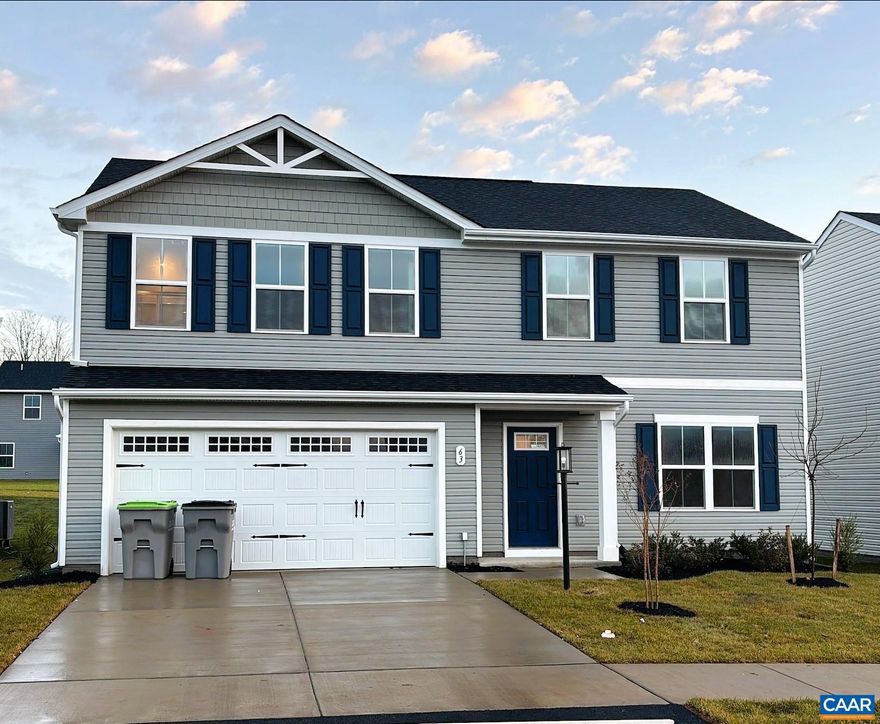 Introducing Creekside 2-Story Single Family Homes, Greene County?s NEWEST amenity filled community featuring 2 pools, clubhouse with fitness center, playground, pickleball, walking trails and much more! Located north of Charlottesville on 29, set in a peaceful setting with beautiful mountain views. This To-Be-Built CEDAR Floorplan features 4 bedrooms, 2.5 baths, home office and a 2 car garage. An open concept design with a spacious owners suite with private bath & walk-in closet. Enjoy a gourmet kitchen with maple cabinetry, spacious kitchen, granite counters and stainless steel appliances. Enjoy 3 guest rooms and a bedroom level laundry room with washer/dryer included. PLUS, take advantage of $15,000 in additional savings to be used towards closing costs or securing your lowest possible payment. Every new home in Creekside is tested, inspected and HERS scored by a third-party energy consultant and a third-party inspector.,Maple Cabinets,Painted Cabinets,Quartz Counter