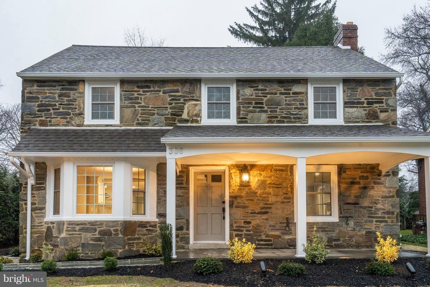 SPECTACULAR FULL RENOVATION IN MERION PARK.   This 4 Bedroom/3 Full Bath/2 Half Bath stone colonial is a fully renovated home that was taken down to the studs & thoughtfully re-built to maximize every inch of space & includes so many amenities.    A single driveway adjoins a new flagstone walkway & front patio with gorgeous new landscaping.   The first floor features an open floor plan & offers a large living room with crown molding & gas fireplace with leathered granite hearth.  French doors lead to a generous sized family room with slider door that opens to back patio & spacious flat backyard.  The expansive gourmet kitchen/dining area offers  white cabinetry with under cabinet lighting, 10 foot island, quartz countertops, all stainless steel GE Profile appliances, double oven, wine fridge, prep sink & gas cooking.  A 2-story addition was added to include a mudroom with huge coat closet and convenient laundry.   There is abundant recessed lighting & hardwood floors throughout.  A powder room rounds out this level.  The second floor features double doors that open to the Master Bedroom with cathedral ceiling, its own linen closet, a walk-in his/her closet & nicely equipped Master Bathroom with double sink & large glass enclosed shower. There are 3 additional bedrooms on this floor, 1 with ensuite bath , and the other 2 share a beautiful jack and jill bathroom that also has a huge storage closet.  All bedrooms have generous sized closets & there are hardwood floors throughout this level. The finished basement adds an additional approx. 630 S.F. of living space and includes a carpeted playroom, an additional room that can be used as an office, gym or guest room and a large storage/mechanical room.  A powder room was added for extra convenience.  Additional features include new staircase, all new capped windows, all new interior/exterior doors & new roof.   All new mechanicals.  Plus so much more    This conveniently located home is walking distance to the elementary and middle school, parks, library, restaurants, shopping & an easy commute to Center City.    Please note taxes are currently $10,518.  New taxes TBD due to addition.