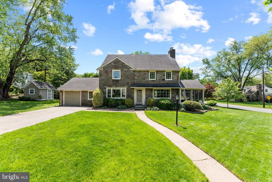 Here is your opportunity to own a beautifully updated, meticulously designed, inside and out center hall Colonial in the coveted Shortridge pocket of Wynnewood, known for its centralized location and quick walk to Shortridge Park.  This loved 4 bedroom, 2.5 bath home has been thoughtfully modernized by its current owners, while keeping the original charm intact throughout.  The spacious corner lot allows for so much natural light inside, plenty of private driveway parking and room to play.  The upgrades made to this home both cosmetically and fundamentally make it an exceptional value for its next owner.  The oil to gas conversion, complete roof replacement, upgraded electrical, window replacement and the renovations throughout are just to name a few.  Pull up and fall in love with classic the stone front.  The center hall greets you and you’ll immediately notice the clean aesthetic the gleaming oak hardwood floors offer, the openness of the kitchen and dining room and the charm of the large living room with its fireplace and larger windows.  The flow of the main level is perfect for every day function as well as entertaining.  The kitchen is one of a kind, renovated just 4 years ago with its sleek two toned cabinetry, gorgeous quartz countertops, recessed lighting, large center peninsula with seating and storage and a nice open layout with a true dining room space.  The renovation of the mudroom/butler's pantry is super functional with additional cabinetry, wet bar and mini fridge, perfect for party set up, tons of storage cabinets and a French door that leads to the back patio just completed 2 years ago.  The office space is perfect in size and could also double as a playroom.  The powder room is perfectly tucked away.  The large and naturally sunlit living room offers access to the screened in porch with ceiling fan, perfect for 3 seasons a year and an additional space for guests to relax.  The 2nd floor of the home offers a primary bedroom suite with a renovated bathroom and space for larger furniture.  2 additional bedrooms on the 2nd floor are great in size and have ample closet space.  The hall bath renovation has fresh and modern finishes.  The 3rd floor walk up is a phenomenal addition of living space that many of these homes don’t have!  This space is the 4th bedroom but can be a large guest room, office space, you name it!  The skylights let the outdoors in.  A large walk-in closet is an added bonus.  The basement of the home is partially finished, has a great rec room with built- in cabinetry for game storage, recessed lighting and plush carpeting.  The large storage/utility room has great shelving for convenience. This lower level is one of the cleanest spaces you’ll ever see and a true testament to the owners and how they’ve treated this home.  The entire home feels fresh and the materials used throughout are top of the line.  It feels loved and cared for, both inside and out.  Take advantage of this exceptional location with close proximity to Shortridge Park, Wynnewood Valley Park, easy access to the train and some of the best shopping and dining along the Main Line.  Enjoy Narberth, Wynnewood, Ardmore and Bryn Mawr in a short bike ride or quick car ride. This home is really special.  Come and make it your own.