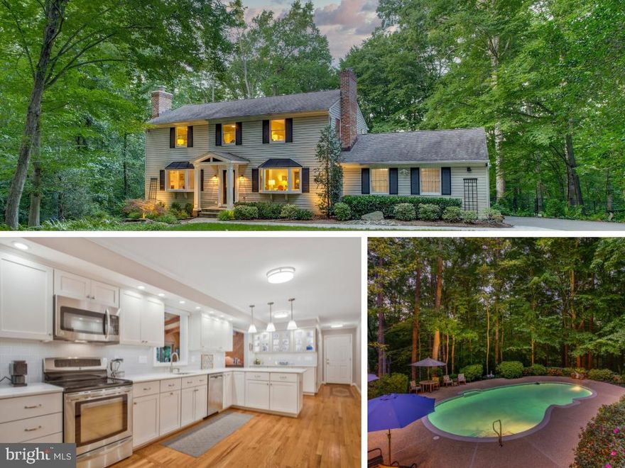 Nestled on a private, 1-acre lot surrounded by mature landscaping and backing onto over 6 acres of forested conservation land, this stunning colonial-style home blends traditional elegance with modern luxury. The carefully-designed landscape is breathtaking, creating a serene and private oasis. The backyard is an entertainer's dream, boasting ample outdoor living space, including a screened-in porch with ceiling fan, adjacent to an expansive open deck that overlooks a  private pool (gunite) . The pool area is framed by striking hardscape and a stone wall with built in illumination. The pool has underwater lighting, two built-in benches and a recent resurfacing and new tile for a fresh, luxurious feel. As you step inside, you’ll be greeted by the warmth of gleaming hardwood floors and earthy tones that flow through the home. Fine craftsmanship is evident in every detail of this home. The traditional floor plan features both a formal living room and dining room, each with its own fireplace and stunning bay windows. The expansive kitchen has been tastefully updated with designer finishes, from the countertops and cabinetry to the lighting and premium appliances. A custom coffee bar and prep sink make this space a culinary dream. The peninsula offers the perfect spot to enjoy casual meals. The oversized family room, overlooking the backyard, invites you to relax with a good book, watch a movie, or simply sip your morning coffee while enjoying the wooded views. The primary suite is a spacious retreat with a walk-in closet with pocket doors and a fully renovated ensuite bathroom with heated floors. The additional 4 bedrooms are generously sized. The elegantly updated hall bathroom with its heated floors is spectacular. The partially finished lower level offers a newly completed room that can be used as a home office or bedroom. This level has ample storage, and a workshop complete with a utility sink. The property is truly a paradise, with meandering walkways through lush, beautifully maintained gardens. The bluestone path leading to the pool is especially gorgeous, and the landscape lighting throughout the property creates a magical ambiance at night. A two-car, side-loading garage with openers adds both convenience and curb appeal. Located in a community that offers water access and non-powered boat storage, this home provides both luxurious living and a peaceful connection to nature.