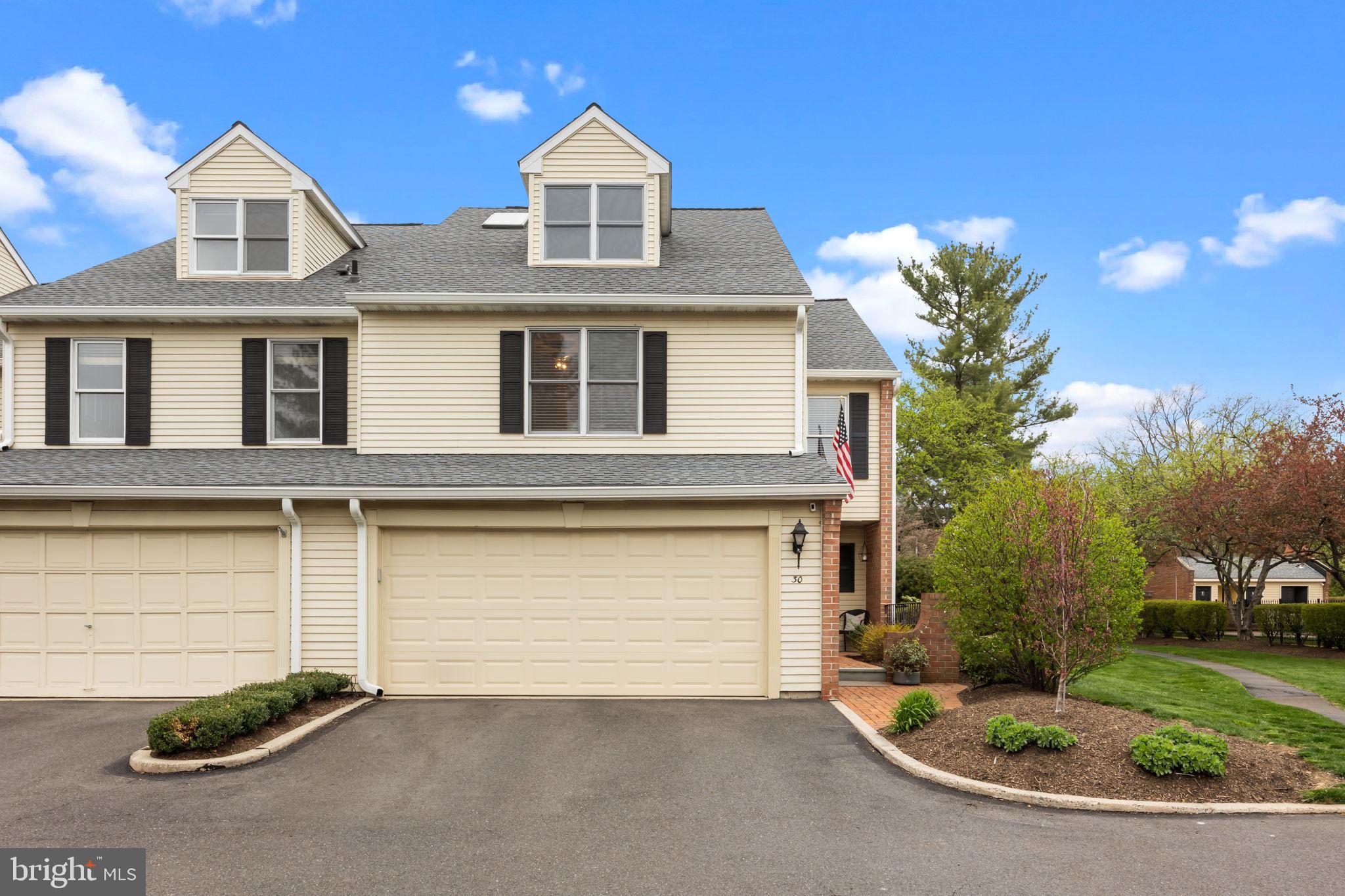 Welcome to this Stunning End Unit Townhome with 4 Bedrooms (possibly 5) and 3 ½ Bathrooms Located is the Highly Desired Sutphin Pines in Yardley! Suited in a small courtyard location of this development and nearby the pool, it’s one of the most longing areas of the community! Decorated and designed with chicness in mind, this home offers a stunning kitchen with white cabinetry, stainless appliances, double oven, gorgeous granite and large windows with automatic blinds, perfect for when privacy is needed. A large living and dining room with stunning white built-ins, grand crown molding with great detail and beautiful hardwood floors. Also off the main floor is a full bathroom with shower, a bedroom with built-ins and a cozy, vaulted ceiling sunroom with plenty windows and a door for outside access. As you head up to the second floor you are greeted with the stylish updated banister and wood steps. The second floor is quite unique, and the possibilities are endless. The primary bedroom has lovely white built-ins, large, organized style closet and remote-control blinds. A gorgeous primary bathroom, with soaking free-standing tub, double sinks, shower stall with a beautiful peel and stick wallpaper, should the style not work for you. Off the main bedroom is another room you can call a bedroom, office, exercise room, craft room, a room of what you need it to be with a large walk-in closet. Another additional generous size bedroom with large closest space and laundry area in the hallway will finish the second floor. On to the third floor, you see a spacious bedroom with a large closet, a sitting area with plenty of windows and a skylight for natural light and extra storage closet. The basement is a wow with a wood burning stone fireplace, white built-in bookcases on either side, a large farm style sliding door to close over for those movie watching nights or intense sports games. An elegant half bath and a small beverage area are also located in the basement along with a nice size storage area. Don’t miss out on the opportunity to call this Charming Walk up to the Front Door House your New HOME!