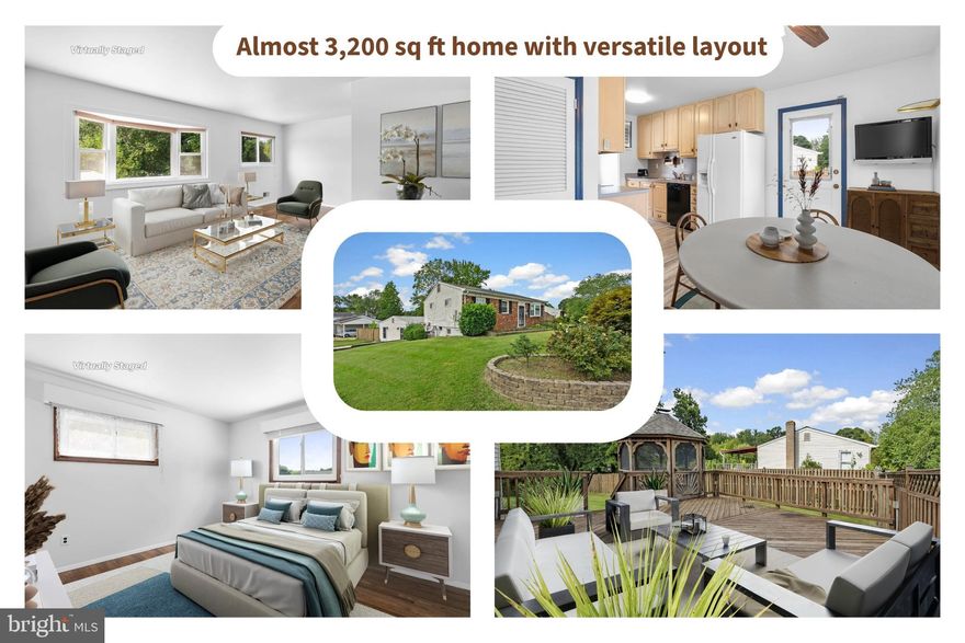 Welcome to 9807 Locust Avenue, a generously sized rancher perfectly positioned on a corner lot in Lanham. This home features a five-room addition that offers endless possibilities—whether you're looking to run a home business, create a multigenerational living space, or generate rental income. Plus, there's ample parking to easily accommodate multiple vehicles.

Inside, the home blends comfortable everyday living with flexible spaces for work, play, and entertaining. The main level greets you with a sunlit living room highlighted by gleaming hardwood floors and a bay window, an inviting eat-in kitchen, and three well-sized bedrooms served by a full bath. Step out to the expansive rear deck—featuring a gazebo with electric hookup and an electric retractable awning—ideal for gatherings or simply relaxing in the shade.

Upstairs comfort is matched by the lower level's functionality, which adds two more bedrooms, a spacious family room, a recreation area, storage and utility rooms, laundry, and a full bath with both a whirlpool tub and a stall shower. A walk-out to the patio and fenced backyard makes indoor-outdoor living a breeze. A fenced yard and retaining wall enhance privacy and curb appeal, while the location puts you minutes from shopping, dining, and entertainment at Woodmore Towne Centre and Greenway Center. Outdoor enthusiasts will love being steps from the BW & A Trail for hiking and biking. Commuters have quick access to the Beltway, Route 50, and the MARC station, with major employers like NASA Goddard, USDA, and the University of Maryland nearby.
Mortgage savings may be available for buyers of this listing.