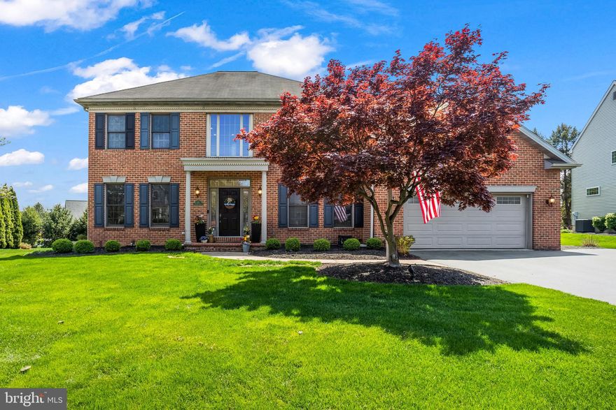 Brick front beauty in East Hempfield is ready for you. Enter the front door into a two story foyer with natural light galore. You'll spend a lot of time in the family room with vaulted ceilings, gas fireplace. This opens to the kitchen at the back of the house. Don't miss the two kitchen pantries. Dining room and living room situated in the front of the house. Laundry with open shelves and natural light, powder room and private office/playroom/music room/craft room (how will you use it?) all conveniently on main level.
Upstairs you'll find 4 generously sized bedrooms. Don't miss the skylight in the hall bath. The spacious primary suite includes soaking tub, walk in closet and vaulted ceilings in the bathroom.
Still need more room? The basement is fully finished with a half bath and two extra rooms for a work out room/another office/more playroom or potential 5th bedroom if you add an egress window.
Enjoy the outdoors on the 3yr young deck and seek cover in the outdoor family room which is open to air with a cozy wood burning fireplace and an overhead fan for cooling off. 
Oversized 2 car garage with room for storage and pull down attic steps for more storage. Water softener system, central vac, invisible pet fence, recessed lighting. Come see this home in the beautiful, established neighborhood of Centerville Commons.