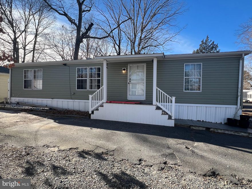 Lovely move in ready Manufacture home conveniently located in a quiet Mobil Home Park,  so close you could walk to shops and restaurants, 10 minutes to Tidal Health hospital  and Salisbury University and 5 a minutes to Delaware. Open floor plan, three bedrooms two baths, new HVAC, washer and dryer and lots of potential. Storage shed included. Schedule a privet showing with the listing agent.