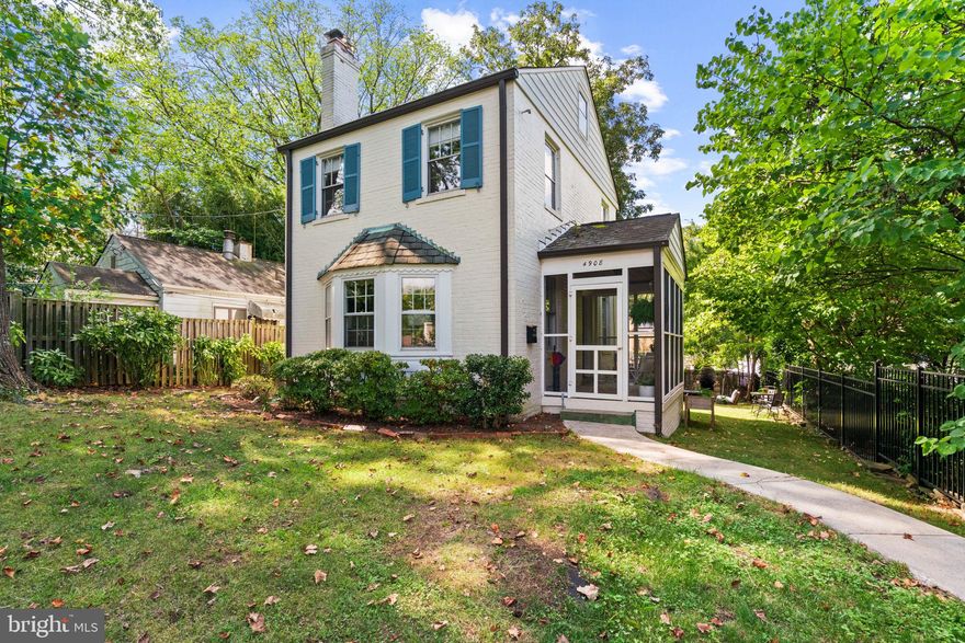 A stone's throw from the D.C. line, tucked away in the beloved, tree-lined Bethesda neighborhood of Crestview, this just-right-sized single-family home offers the perfect blend of peaceful surroundings and urban accessibility. For buyers who have dreamed of a charming Bethesda home of their own, this property proves that dream is still within reach.

Warmth and character welcome you with a generous covered screened-in porch surrounded by beautiful plantings and mature trees. Imagine slow weekend mornings with coffee in hand, listening to the quiet rustle of the trees before the neighborhood comes to life. Boasting wonderful details, including hardwood floors, arched doorways, decorative moldings, and windows on all sides, allowing sunlight to fill this cheery home. It is the kind of home that feels comfortable the moment you step inside - cozy, inviting, and unmistakably your own.

From the covered screened-in porch entry, the foyer opens to the spacious living room with bay window and a painted brick, wood-burning fireplace. The high ceilings and period-authentic picture moldings create a grand space. This is a room made for everyday living – curling up with a book on a winter evening or gathering friends around the fire. Gather together in the dining room for holidays or birthdays; easy entertaining flows from the functional kitchen into a purposeful mudroom, with washer and dryer, and access to the backyard. Additionally, the home has a high-efficiency hot water and heating system powered by an industry-leading Navien tankless water heater/combination boiler installed in 2023.

The primary bedroom, a second bedroom, and a full bathroom are upstairs, along with stair access to the 500 +/- SF floored attic that offers endless possibilities -- a future home office, an art studio, or storage. As needs grow and change, this home offers room to imagine what comes next.

The magical backyard is deep and flat, adorned with a stone patio and a built-in outdoor fireplace; the possibilities are endless. Host afternoon barbeques or starlit dinner parties, garden to your heart’s delight, or plan an addition of your dreams. Whether it’s summer dinners outside or quiet evenings under the stars, the backyard becomes a private retreat just a block from D.C. 

Crestview is a delightful community in the heart of everything. In-bounds for Little Falls Swimming Club, and just steps to Friendship Heights Metro, Westbard Square, Spring Valley (DC), and the Capital Crescent Trail. Westbrook, Westland, and B-CC schools serve the property. 

Opportunities to own a single-family home in Bethesda at this scale and setting are increasingly rare. No HOA or condo fees, just easy living in an award-winning neighborhood. Welcome to your next chapter.

Crestview. Ranked as one of Bethesda Magazine's Top Neighborhoods, "The wide, winding streets of Crestview … have the feel of a cozy suburban neighborhood" just steps to it all. Crestview is incredibly convenient to Friendship Heights Metro, Spring Valley (DC), Chevy Chase, Tenleytown, and downtown Bethesda shopping, dining, and more. The Capital Crescent Trail is nearby, and Northern Virginia is a quick twenty-minute drive away. Crestview has all of the advantages of urban living; whether running errands, dining out, shopping, or enjoying an activity, endless options are close by. Wonderful parks surround the area, and Westbrook / Westland / B-CC schools serve the neighborhood.