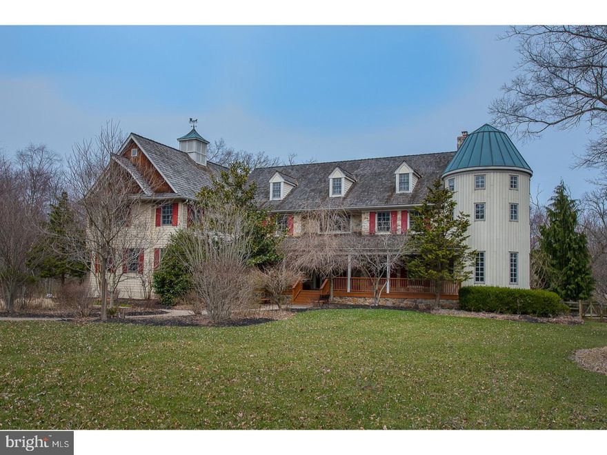 INCREDIBLE PRICE / OUTSTANDING VALUE.  Magnificent Country Estate in the heart of desirable Radnor Hunt at a fabulous price!  6 Bedrooms/6 baths. Nearly 10,000 sq ft of living space and 8+ acres of wonderful privacy, yet within a terrific community.  No features have been spared in the highly detailed home with 9' ceilings, deep crown and base moldings, numerous built in cabinetry and mill work finishes, finished on-site hardwood flooring, and much more.  Formal entrance with marble floor and turned staircase, large yet cozy living room with f/p leading to an office and sun porch.  Large formal dining rm with tray ceiling and butler's pantry.  Kitchen is a gourmet's delight with professional appliances, large center island, custom cabinetry and pantry.  The family room boasts a dramatic 24' high ceiling with wood burning f/p finished with beautiful floor to ceiling field stone surround, and 3 sides of windows from floor to ceiling.  There is also a wonderful library/study that has a f/p with marble surround and decorative wood mantle. The mud room and two powder rooms are on the main floor.   There are numerous access points to the large rear deck overlooking pool and grounds, and inside access to the oversized 3 car garage.  The second floor includes 5 bedrooms, including the very opulent master suite, all with en-suite baths.  There is also an office/hobby rm space on this level as well as the laundry rm .  There is a front and rear staircase to the finished 3rd level of approximately 2000sq ft.  The lower level has numerous rooms including a media/great room, bedroom/office, wine cellar with tasting room, work out room, full bath and walk out to rear yard/pool/entertainment areas.  The exterior has two barn-like structures and a dog run area.  Award winning Great Valley school and nearby numerous private academes.  A short commute to Phila and Airport.  Don't miss this special retreat in popular Willistown Twp.