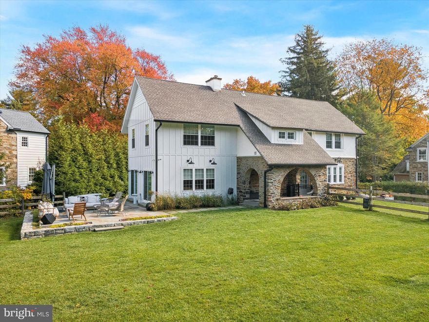 Your dream home just hit the market in Penn Valley! This stunning Lower Merion home includes 5 bedrooms, 3 full bathrooms, and 2 half bathrooms. Meticulously renovated from top to bottom and expanded with an addition in 2020, the home is a blend of classic stone and modern farmhouse on the outside, with elegant interior living spaces that flow seamlessly over 3 levels. Major upgrades include new roofing and gutters, new electrical, new plumbing, new high-efficiency zoned HVAC, lot and landscaping upgrades, and the addition with a bluestone patio. Additionally, throughout the home you'll see new wide-plank white oak hardwood, recessed lighting and new fixtures, built-in storage galore, and all new doors and windows with Levolor blinds. Begin on the main level in the eat-in kitchen with adjacent dining area and access to the mudroom. A home chef's dream, kitchen features include Indian marble counters, Brighton cabinetry with gold hardware, floor-to-ceiling tile, Kitchen Aid stainless steel appliances, pot filler over a 6-burner cooktop with commercial vent, a second prep sink, and oversized island with storage and counter seating, just to name a few! Just across the foyer, you'll be greeted by the sitting room with a gas fireplace and built-in shelving, and the adjacent great room with exposed stone and flooded with natural light. Upstairs, begin in the custom-built owner's suite, showcasing soaring vaulted ceiling, built-in storage, floating wall creating a walk-in closet, and a luxurious ensuite bath with an oversized dual sink vanity, walk-in shower, and soaking tub. Three additional bedrooms, hall bath, and laundry room with built-in storage complete this level. On the top floor, you'll find an office area, plus an additional bedroom with full bath - the perfect guest suite! Don't forget the partially finished basement with cork flooring that includes a sitting room with an entertainment console, a powder room, and a separate office area with built-in desk space. There's also a French drain and sump pump, plus a utility and storage area. There are plentiful spaces to enjoy outside the home as well, including the covered front patio with stone archway, 800 SF bluestone patio with access to the great room, and a 3rd patio in the back for al fresco dining. Plus, the yard is fenced for children or pets to run safely. The detached 2-car garage also has a new roof, plus upgraded electricity and an EV charger. This fabulous home is a truly remarkable find and should not be missed! The care and quality in the renovation and maintenance are evident in every space. Schedule a private showing or visit one of the open houses and make this exquisite home yours for years to come!