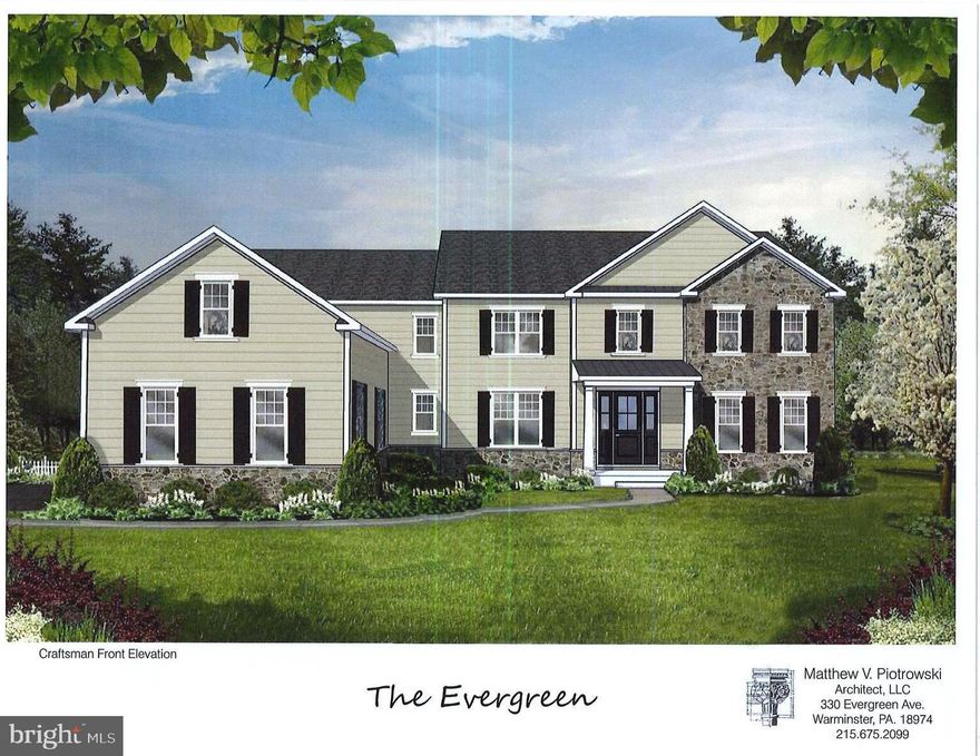 Mar Mar Builders is proud to offer Waverly at Northampton for Pre-Construction Sales. Waverly is located in Northampton Township and in the award winning Council Rock School District. The community will consist of 15 homesites with a minimum lot size of 1 Acre with Public Water/Sewer and Natural Gas Heat and Cooking. Sales are brisk with only 3 homesites remaining. There will be three different models, each with two different elevations offered. The Evergreen model features a spacious Foyer with a split staircase. Wonderful open concept floor plan that features a Gourmet center island kitchen and breakfast room adjacent to the two story family room. The full butler's pantry makes hosting gatherings in the Dining Room a breeze. Adaptable Flex Room that offers  and Optional Guest Suite with full bathroom. The Owner's Suite features three walk in closets, a Sitting Room and wonderful private bathroom. Three additional En-Suite Bedrooms and laundry room complete the 2nd floor. Photos shown are of a different model and for illustration purposes.