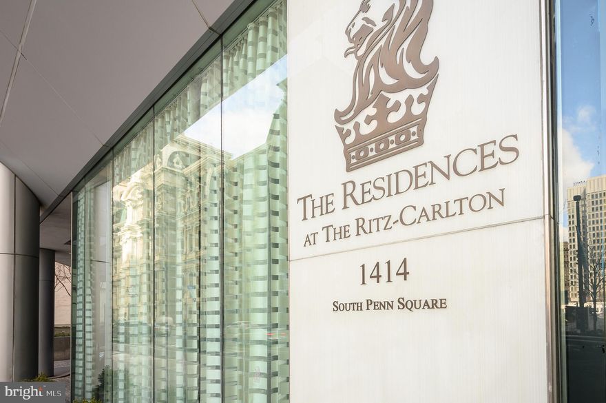 THE RESIDENCES AT THE RITZ CARLTON. Beautiful corner unit offers wrap-around views of City Hall, William Penn and the Delaware River. The most desirable 2 bedroom 2.5 bath 31st floor corner unit at The Residences at The Ritz-Carlton. The layout maximizes the views with floor to ceiling windows. The living room and dining areas offer soaring ceiling heights and gleaming hardwood floors. This gorgeous custom designed home features top of the line finishes throughout. The designer kitchen has a 5 burner cook-top, electric wall oven with warming drawer, wine refrigerator, Meile refrigerator, Miele dishwasher, Dornbracht fixtures, custom granite countertops, Franke stainless steel under-mount sink and stunning glass tiled back-splash. The master bedroom has beautiful views and the master bath features calcutta marble, double vessel sinks, Bain ultra-soaking tub, separate stall shower and a custom built walk-in closet. Chauffeur service, state-of-the-art fitness center with lap pool, hot tub and yoga room. Gated landscaped park with a 12' waterfall, residents lounge, media room and outdoor terrace. 24/7 concierge and front doorman. All services of The Ritz-Carlton hotel available at additional cost for residents, including in-residence dining, housekeeping and more. This magnificent location is convenient to many restaurants, shops, and theaters, minutes to the airport and access to all major interstates. 1 Parking License for valet garage parking