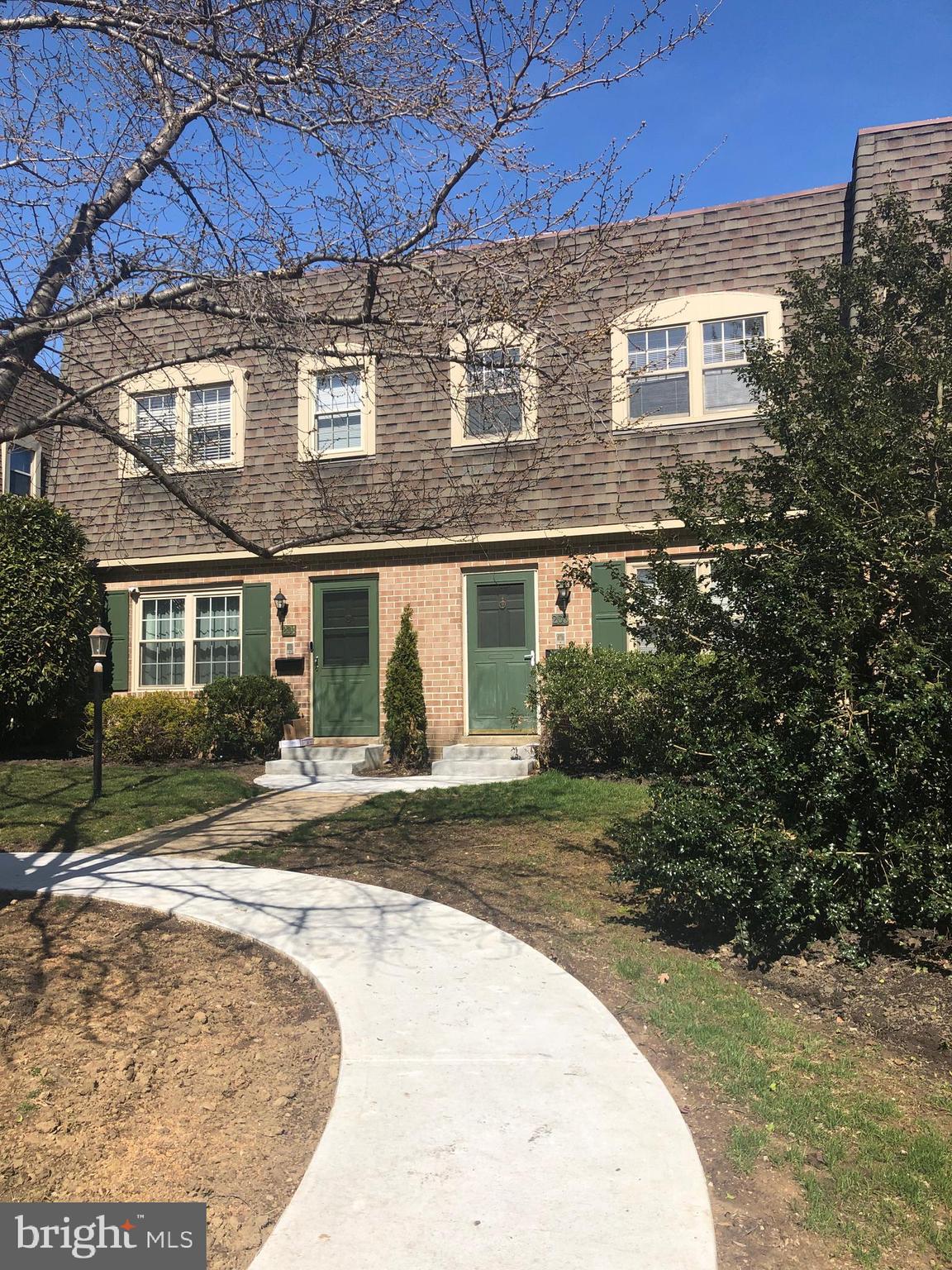 Wayne 3 bedrooms, 2.5 bathrooms townhouse. Radnor township. Very convenient location to center of Wayne. Main floor features living room with fireplace and crown moldings, dining room, kitchen, powder room and sliding glass door to enclosed brick back patio. Hard wood floors. Carpet up the stairs and 2nd floor landing. Kitchen has white cabinets, blue solid surface counters with mirrored back-splash, and a window. 2nd floor has Master Bedroom with walk-in closet & master bath with stall shower, 2 additional hall bedrooms, Hall bath with tub, & linen closet. Paneled Lower Level Room with recessed lighting. Large Laundry/Storage room has ample built-in shelving. Parking right out the back door! Close distance to schools, train, parks, biking/hiking trail, and shops & restaurants in downtown Wayne.