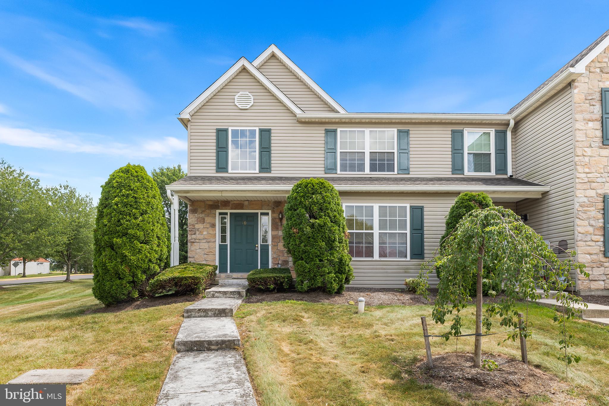Welcome to 10 Fawn Ct – a stunning 3-bedroom, 2.5-bath end-unit townhome located in the highly sought-after Deer Run community within the top-rated Spring-Ford School District! As you drive into this welcoming neighborhood, you'll immediately notice the sense of community and tranquility that defines Deer Run. Nestled on a quiet strip, this end-unit offers added privacy with numerous windows throughout, allowing natural daylight to flood the space and brighten the home. Step inside to a bright grand two-story foyer with a striking turned staircase that sets the tone for the elegance and warmth found throughout the home. To your right, you'll find a spacious formal living room featuring a cozy gas fireplace—perfect for relaxing evenings. The open-concept design flows seamlessly into the formal dining room, which includes convenient storage closets and easy access to a main-level laundry room and guest powder room. At the rear of the home, the bright and airy kitchen features an extended bar-top, large stainless steel refrigerator, electric cooking, and a dishwasher, opening up to a large family room—ideal for entertaining. Sliding glass doors lead to your private patio, complete with an attached storage shed. Being an end-unit, you'll enjoy extra outdoor space and privacy—ideal for hosting or simply enjoying the fresh air with your favorite patio setup. Upstairs, you'll find two generously sized guest bedrooms and a full hall bath. Both feature closets and one with an added ceiling fan/light for comfort. The spacious primary suite boasts vaulted ceilings, a skylight, new ceiling fan/light, a walk-in closet, and a private en-suite bath—your own personal retreat. The finished basement offers incredible versatility with new carpeting and divided rooms—perfect for a playroom, home office, gym, bar, media room, or additional living space. Why choose one when you can have it all? Additional upgrades include a newer hot water heater (2019) and a water-powered backup sump pump (2019), offering added peace of mind. With easy access to major roadways, shopping, and dining—plus the award-winning Spring-Ford School District—this end unit offers the closest walking distance in the community to the popular Limerick Community Park, which features a variety of activities for both adults and kids. This is a once-in-a- lifetime opportunity you won’t want to miss. Schedule your private tour today!