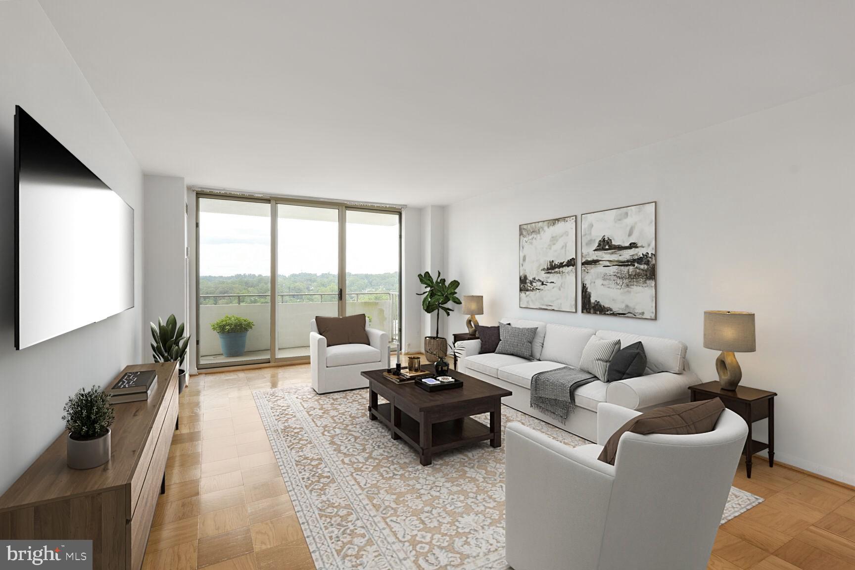 Welcome to Unit 1511 at The Kenwood—a spacious one-bedroom, one-bath condo offering soaring 11th-floor views, abundant natural light, and endless potential. This is your opportunity to create a personalized home in one of Bethesda’s most established full-service buildings.
From the moment you arrive, you’ll feel the ease and comfort that The Kenwood is known for. Friendly on-site staff welcome you into an updated lobby, and modern common areas, fresh and clean, contemporary decor guides you to your front door.
Inside, this unit is a blank canvas—ready for your vision. The generous living space opens to a private balcony with sweeping treetop and skyline views. The oversized bedroom easily accommodates a king-sized bed and home office setup, and the layout includes ample closet space throughout.
Deeded garage parking is included, along with access to the building’s resort-style amenities: outdoor pool, fitness center, grilling area, and serene courtyard gardens. On-site management, security, and all utilities are included in the condo fee.
Just minutes from Metro, Whole Foods, Westbard Square, and the Capital Crescent Trail, The Kenwood offers the best of both convenience and tranquility. Whether you're an end user looking to renovate or an investor seeking potential, this unit delivers the space, location, and light you’ve been waiting for.