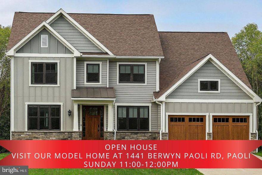 *TOUR A COMPLETED HOME @ 1441 BERWYN PAOLI RD, PAOLI*  Take advantage of the final homesite at Timber Mill! Zappitelli Homes is a custom homebuilder dedicated to bringing your vision to life—whether you want to design your dream home from the ground up or choose from one of our expertly crafted and well-loved floorplans. Timber Mill is a private enclave of 5 estate homes on 1 acre plus homesites located just outside of the West Chester Borough.

Introducing the Biscotto—a thoughtfully designed floor plan offering a perfect balance of open-concept living, functional spaces, and flexible options for modern lifestyles. Nestled on a picturesque, over 1-acre homesite in the heart of West Chester, this home blends timeless design with contemporary features throughout.

Step inside to a light-filled foyer flanked by formal living and dining rooms, setting the tone for the home's inviting sophistication. The gourmet kitchen features a large center island, walk-in pantry, and seamless flow into the breakfast area and expansive family room with fireplace—perfect for entertaining or relaxed family evenings. A private study, oversized mudroom, and optional rear porch provide everyday practicality with a high-end touch.

Upstairs, the layout includes four spacious bedrooms, including a luxurious primary suite with dual walk-in closets and a spa-inspired bath. Each secondary bedroom offers generous closet space, and en-suite or Jack-and-Jill bath access. An open hallway overlooks the family room below, enhancing the sense of space and light. The optional fifth bedroom with private bath adds versatility for guests or multi-generational living.

Located in an idyllic setting just minutes from vibrant downtown West Chester, major commuter routes, and highly rated schools, Timber Mill offers a rare combination of privacy, prestige, and convenience.

Come explore the Biscotto and experience the thoughtful design, premium finishes, and unmatched quality that define every Zappitelli home.  GPS - 301 Reservior Rd, West Chester